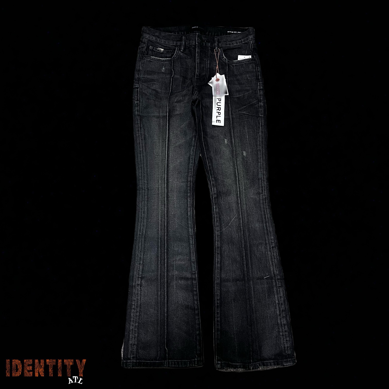 Size 30 – Purple Brand Black Resin Flare Jean Black P004-BLRE