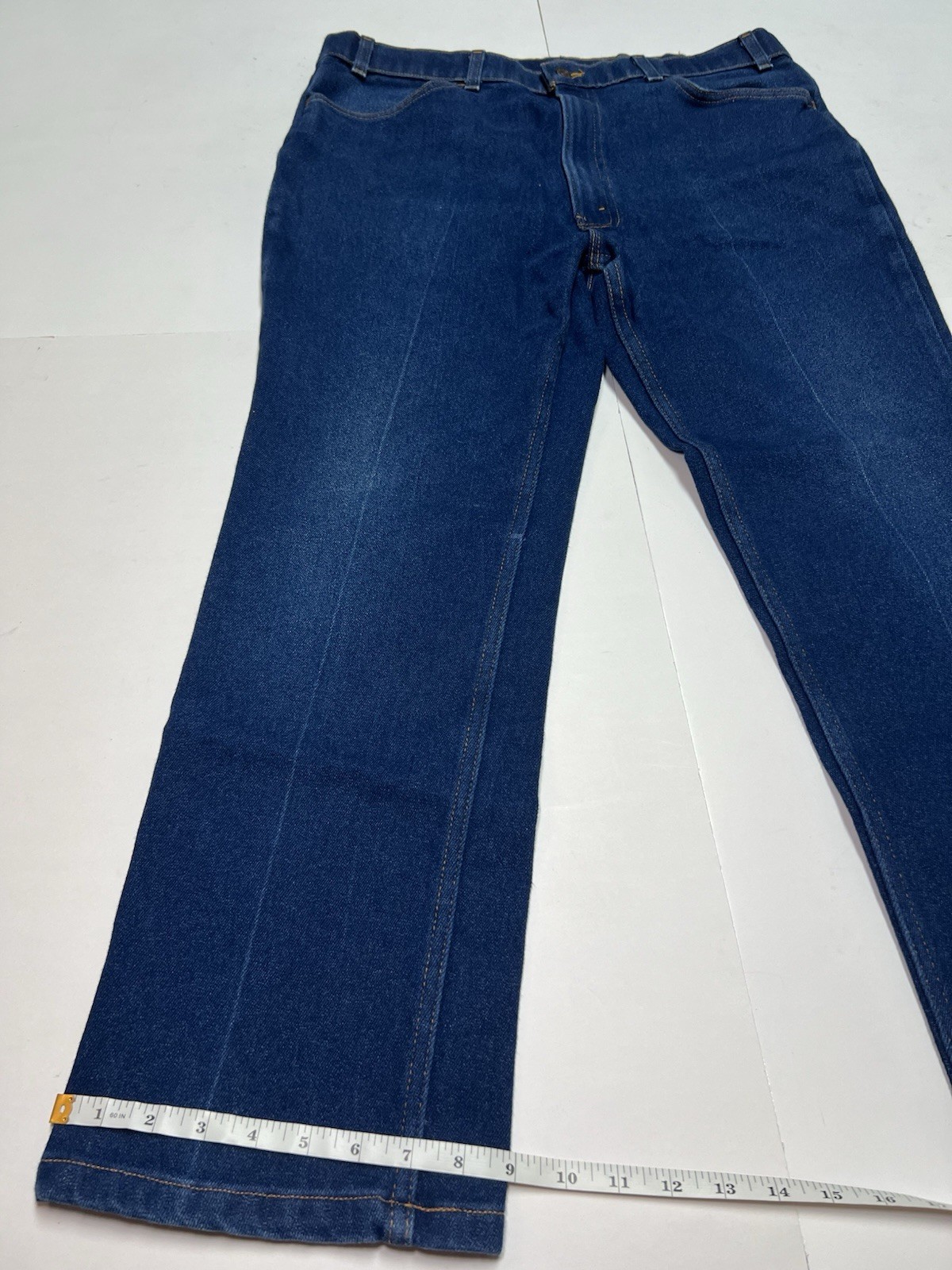 Vintage Levi’s Blue Tab Bootcut Jeans USA 38×31 Trevira 70s 80s Denim ^