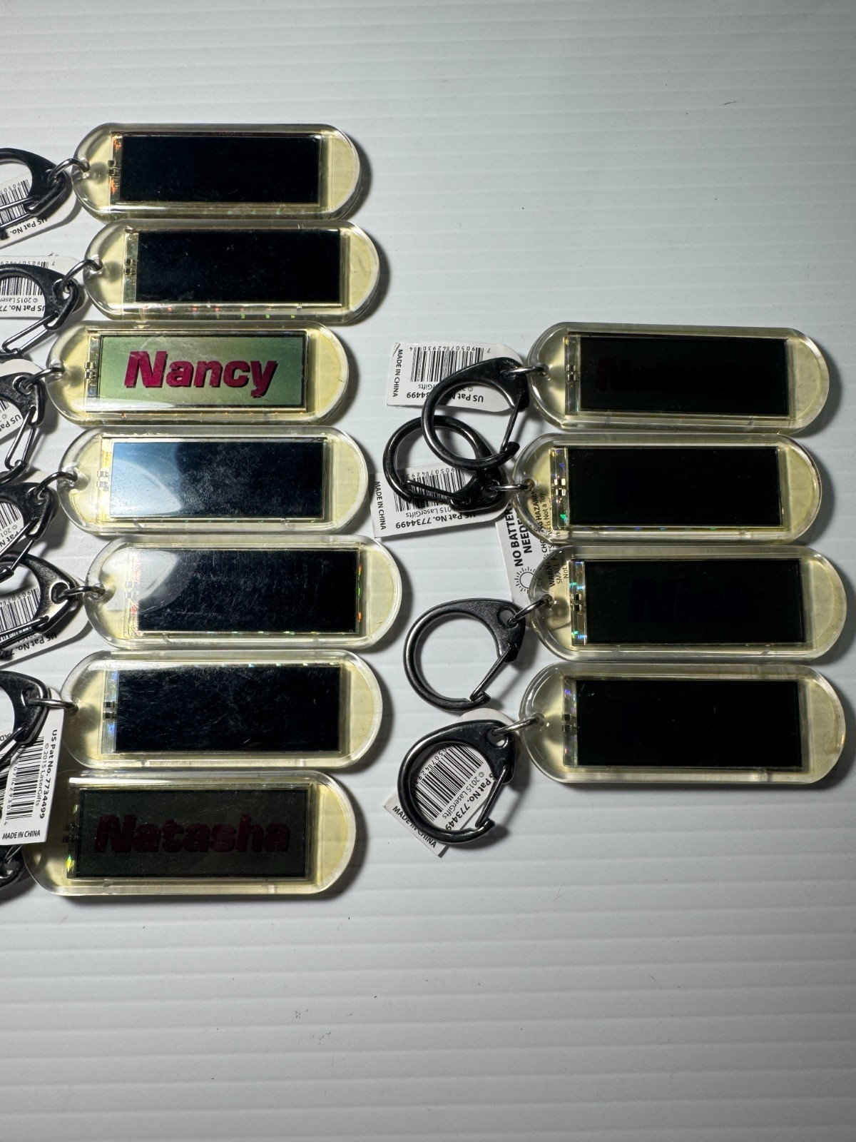 Acrylic Blinking Solar Powered Key Chain 4.0″ Long w/Snap Ring, w/NAME