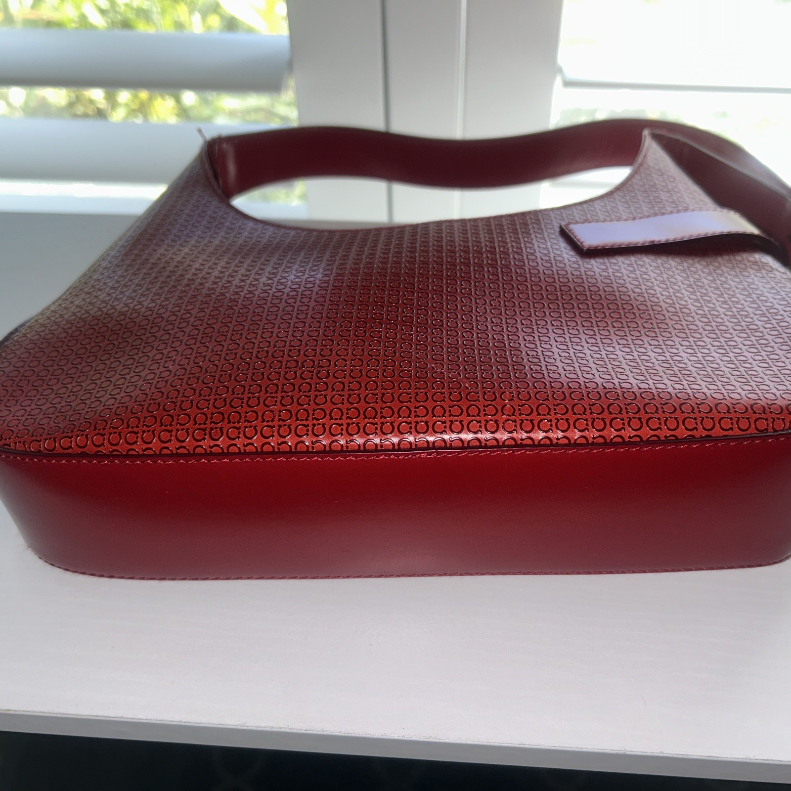 DEFECTIVE Salvatore Ferragamo Gancini Red Leather Shoulder Bag Near Mint G3D