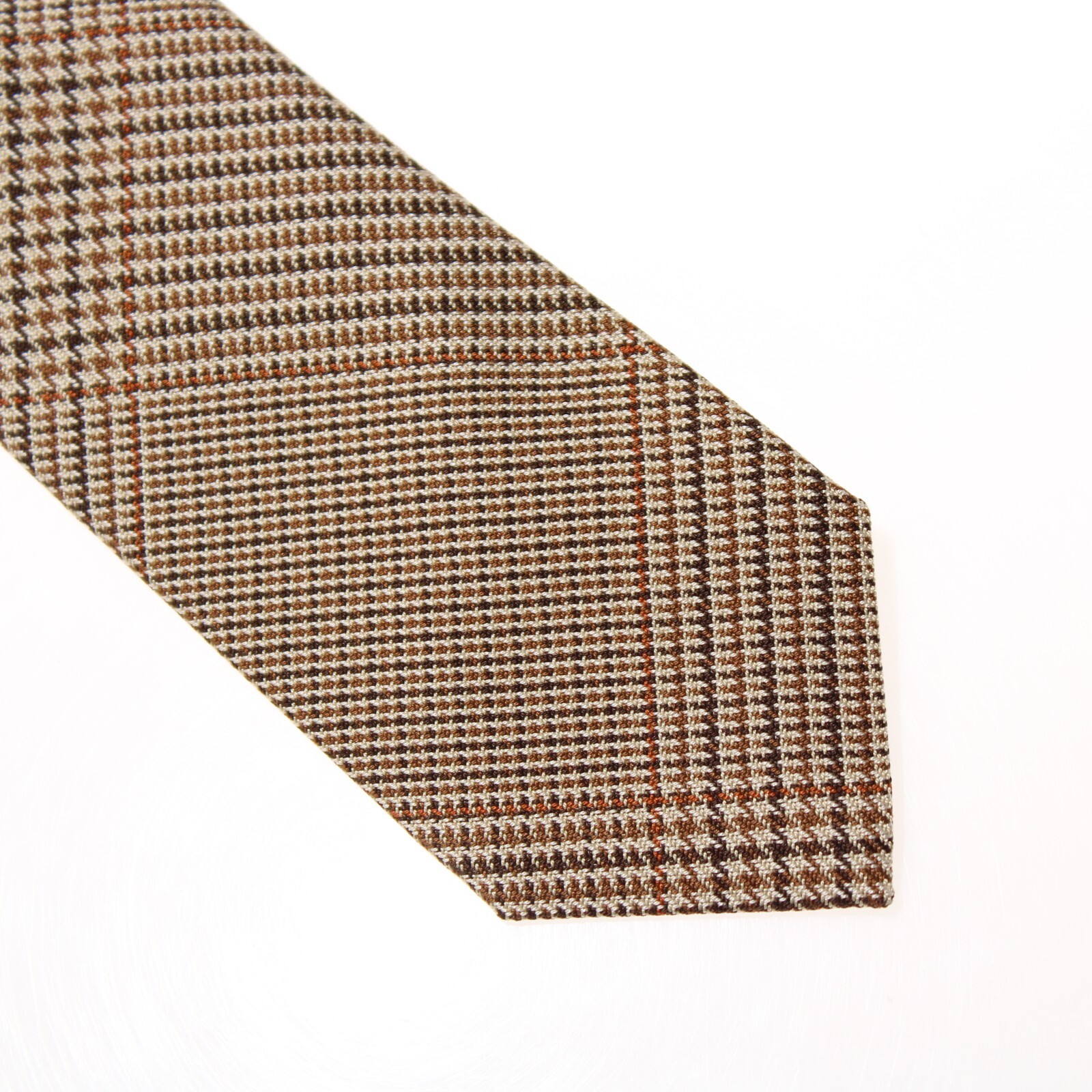 Tom Ford NWT Neck Tie in Beige/Brown/Orange Plaid 100% Silk Made in Italy