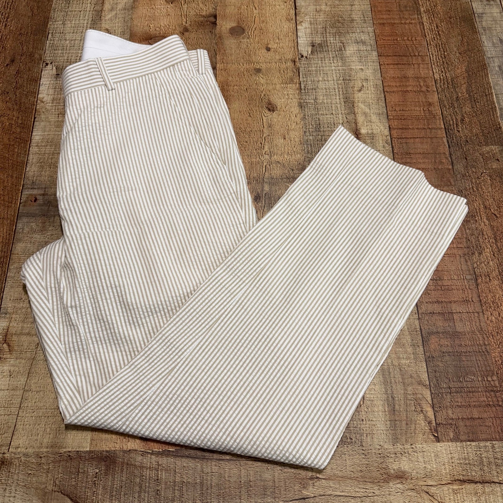 Haspel Men’s Cream White Seersucker Lightweight Pants Sz 34W 30L Preppy Classic
