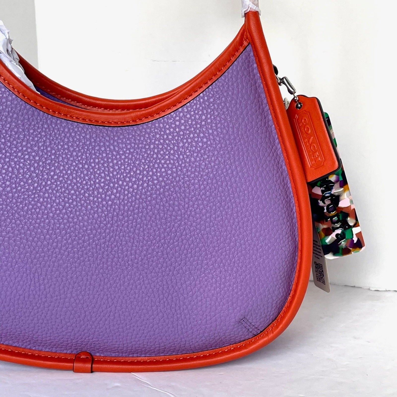 Coach Coachtopia Ergo Shoulder Bag CK112 Iris Purple Sun Orange Leather 90s