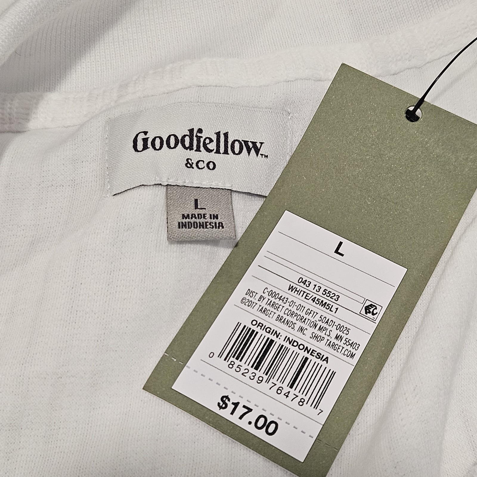 NWT Goodfellow & Co Men’s Size L Pullover Ribbed White Top w/Johnny Collar