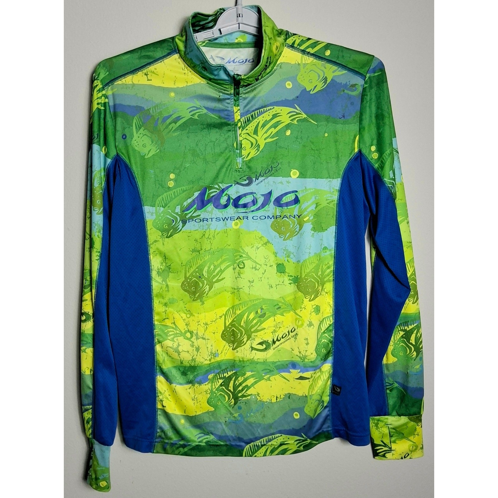 Mojo Sportswear Performance Fishing Shirt Mens Large 1/4 Zip Pullover Mahi UPF