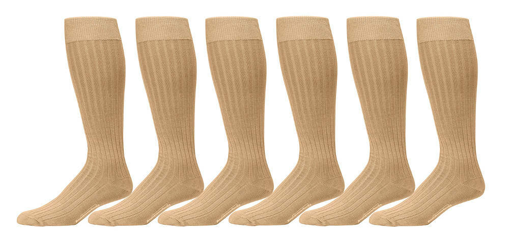 6 Pairs Men’s Dress Socks, Cotton Knee High Over the Calf Luxury Dress Socks