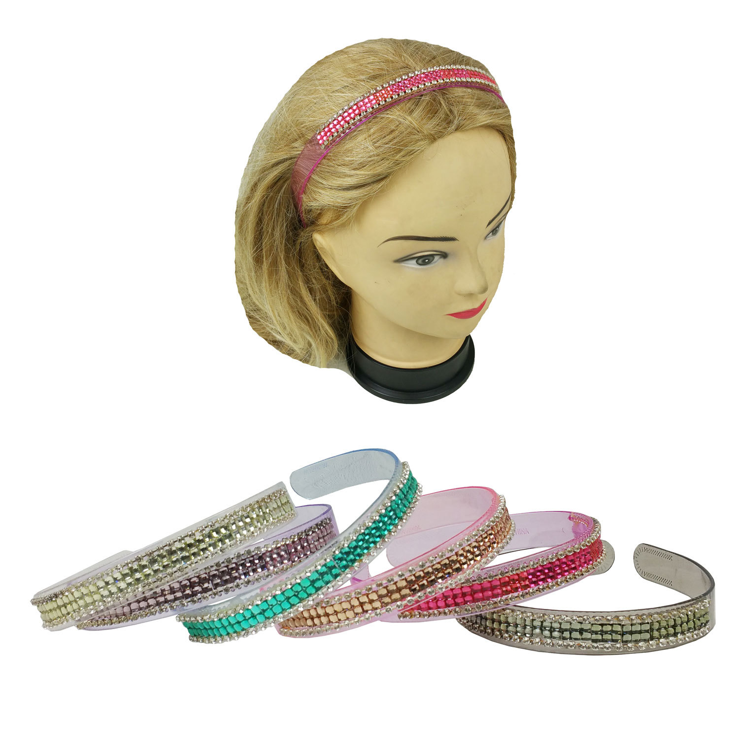 6 PCS Assorted Color Hairband Headband with Rhinestones