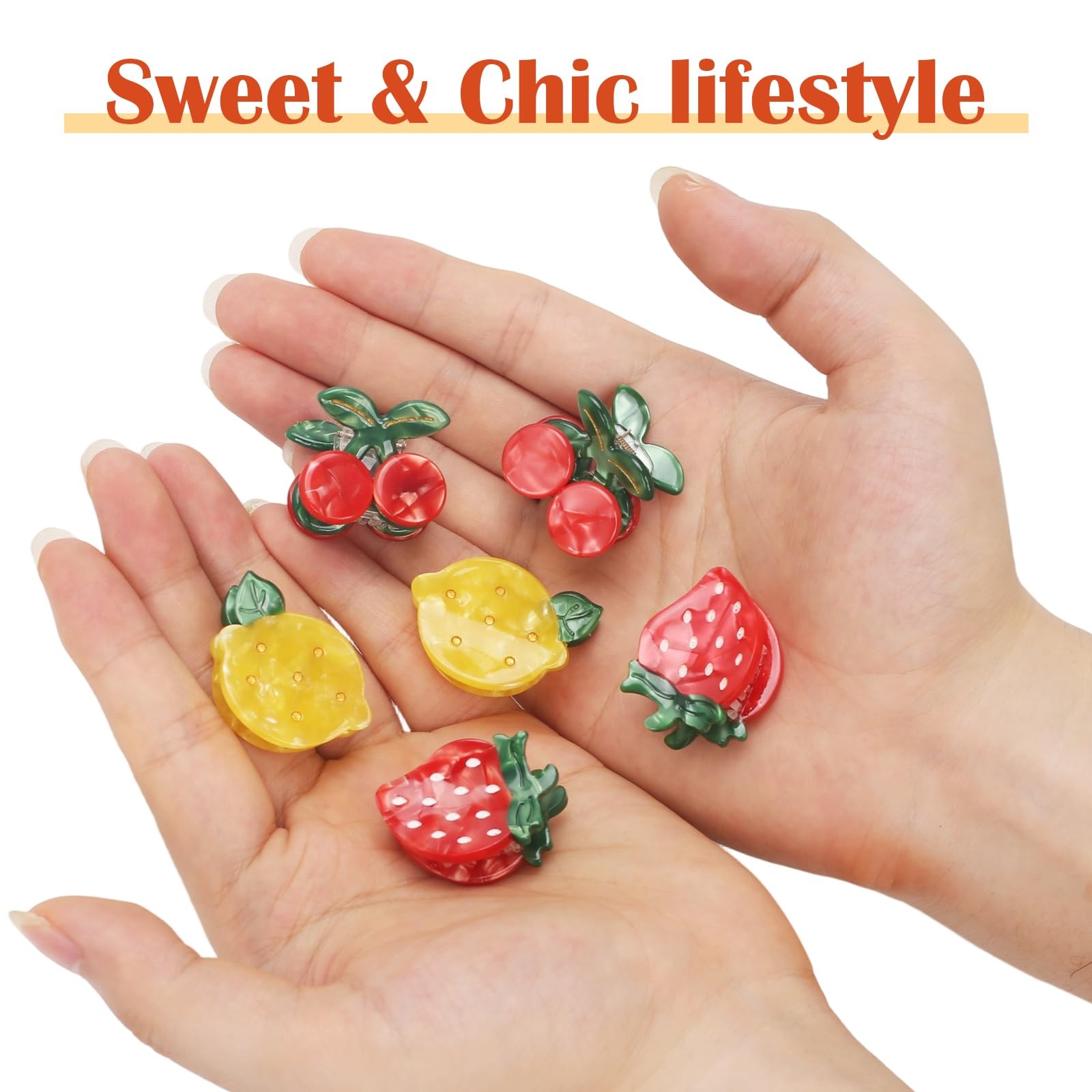 chezlena 6 PCS Fruit Hair Claw Clips for 6 Count (Pack of 1), Multicolor
