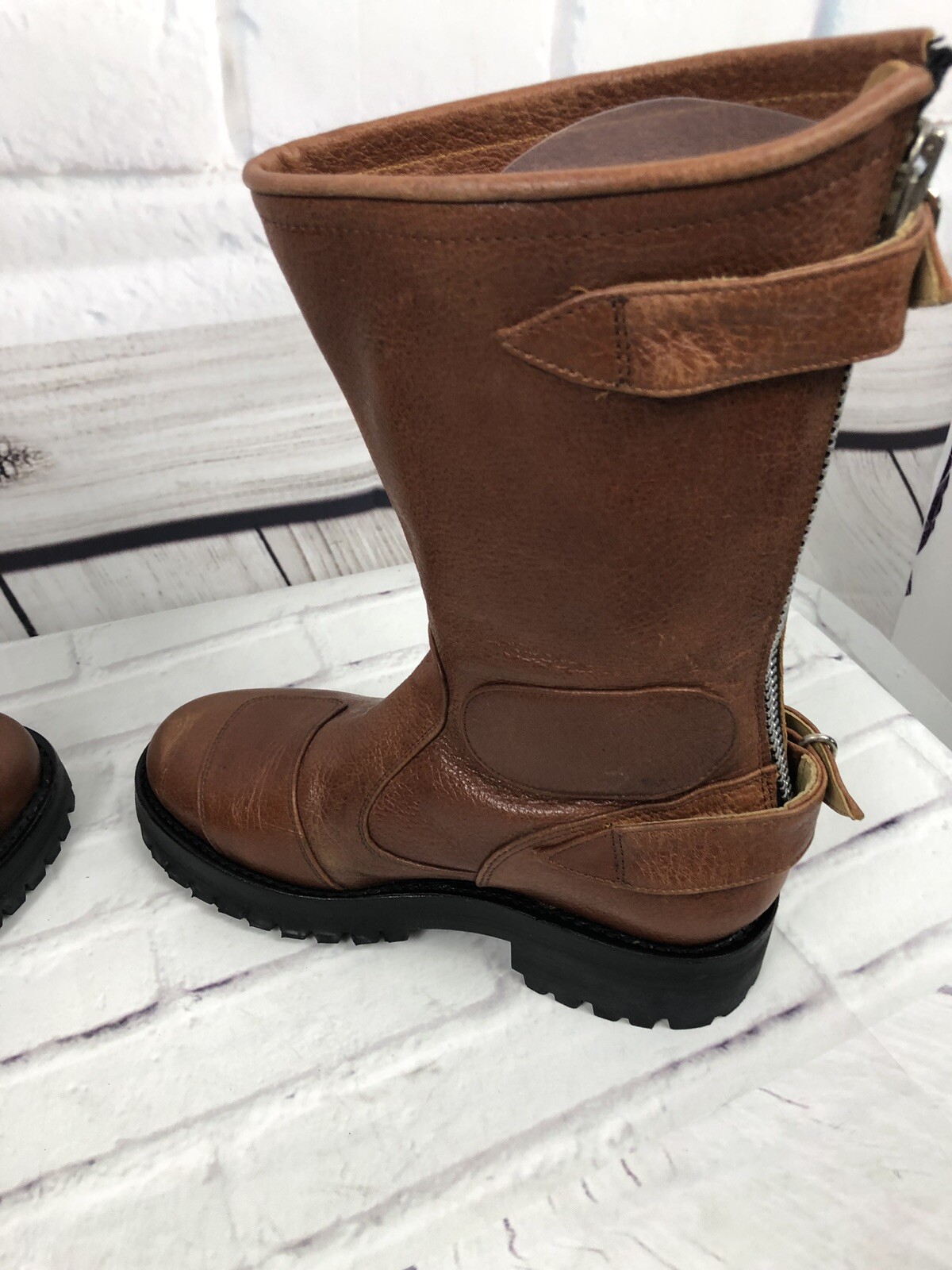 NEW Gasolina Men’s High Octane Hand Made Brown Motorcycle Boots Size 5.5 D