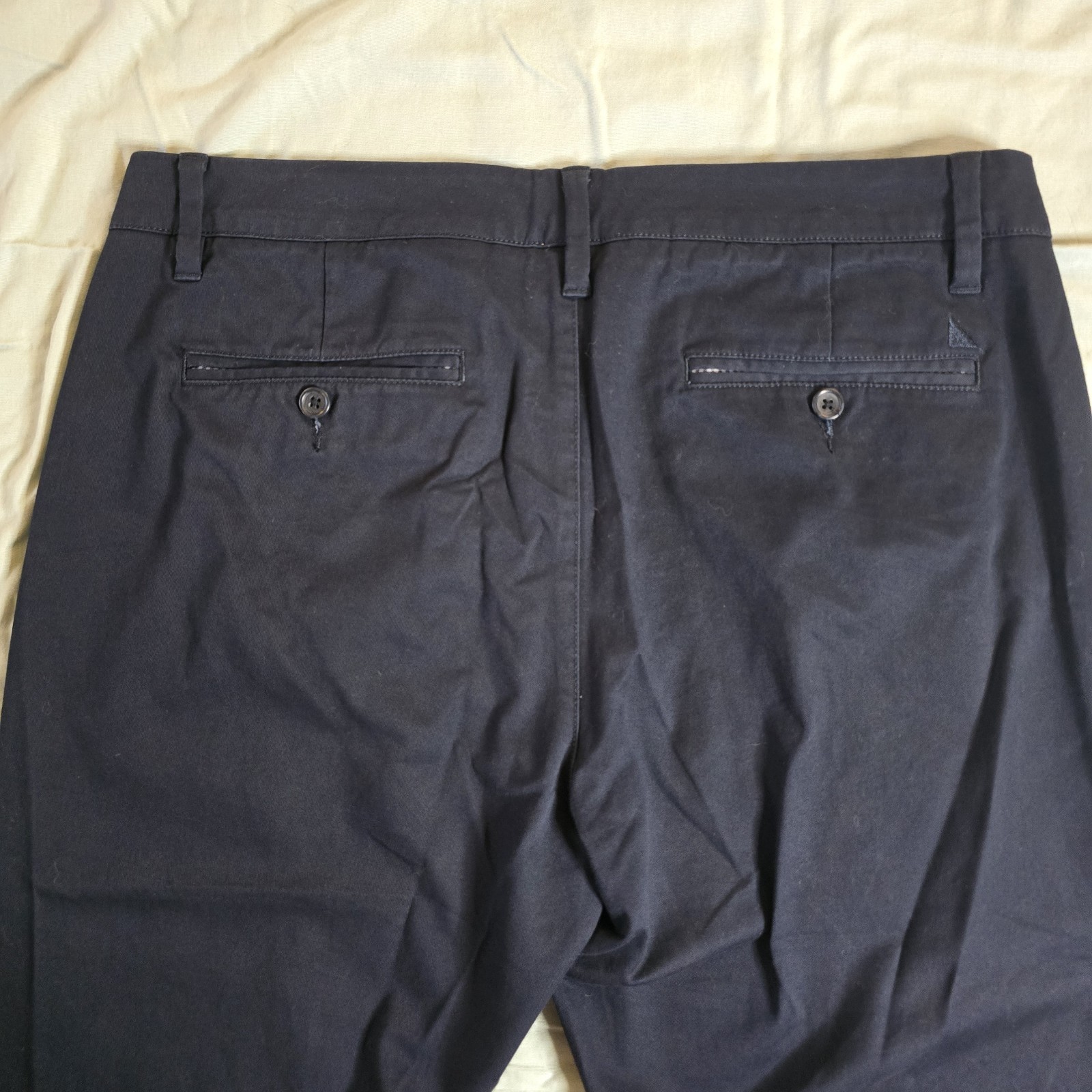 UNTUCKiT Mens Slacks W34 L30 Straight Fit Navy Blue 97% Cotton Stretch Comfort