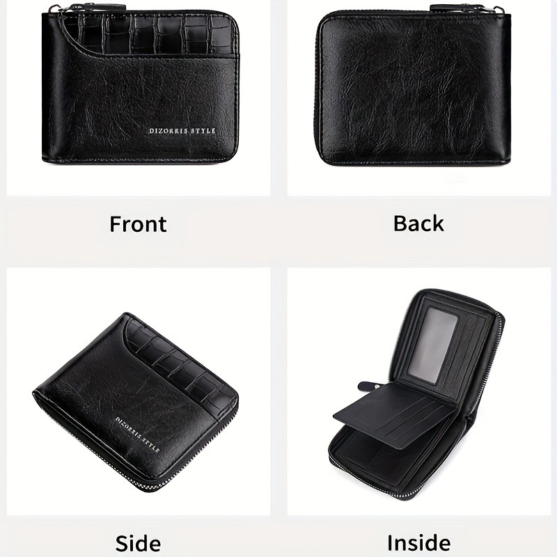 Men’S Wallet, Fashionable Multi-functional Zipper Design, Multi-card Compart
