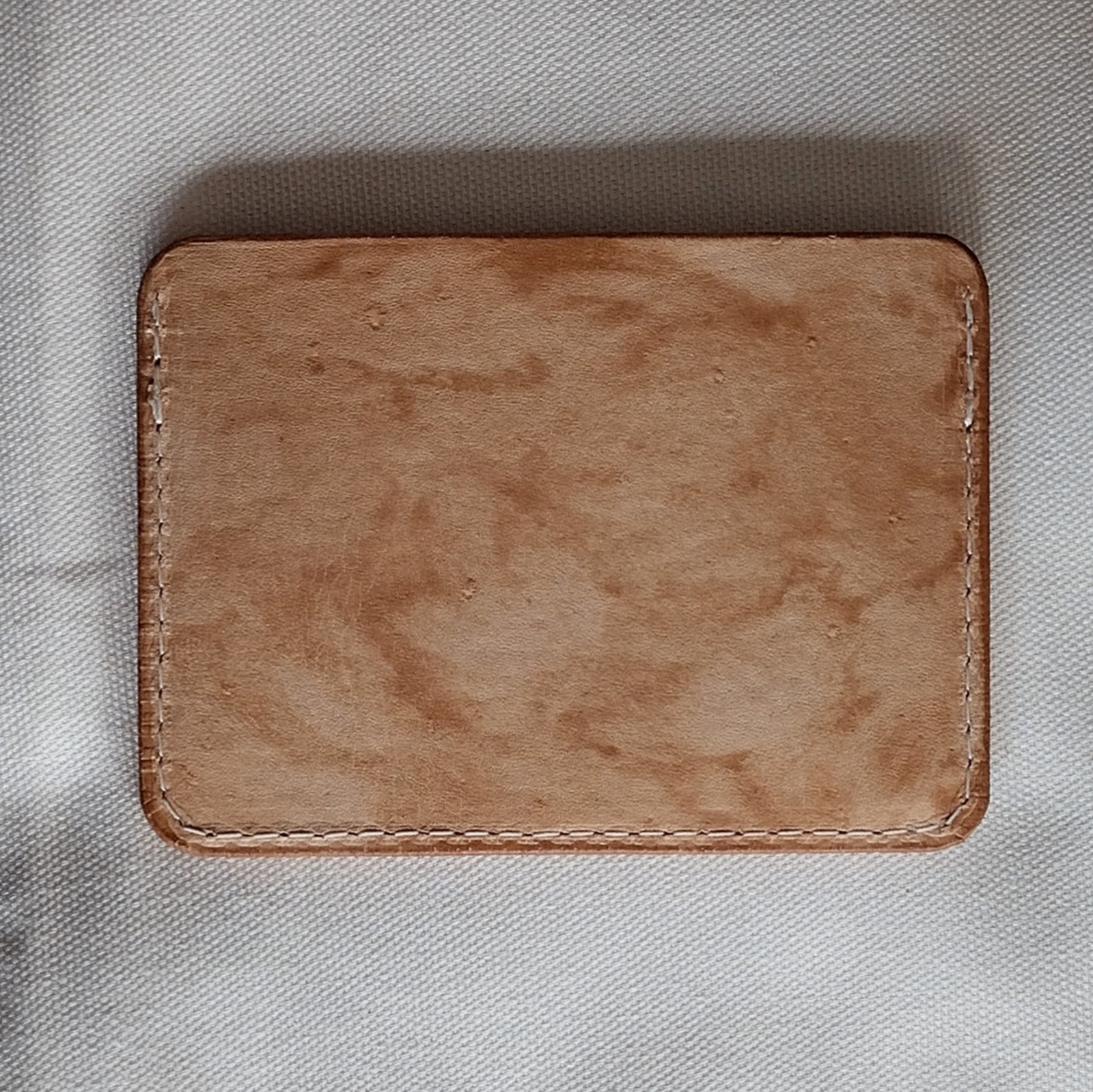 handmade natural veg tan real leather card holder 3 pocket infused with wax