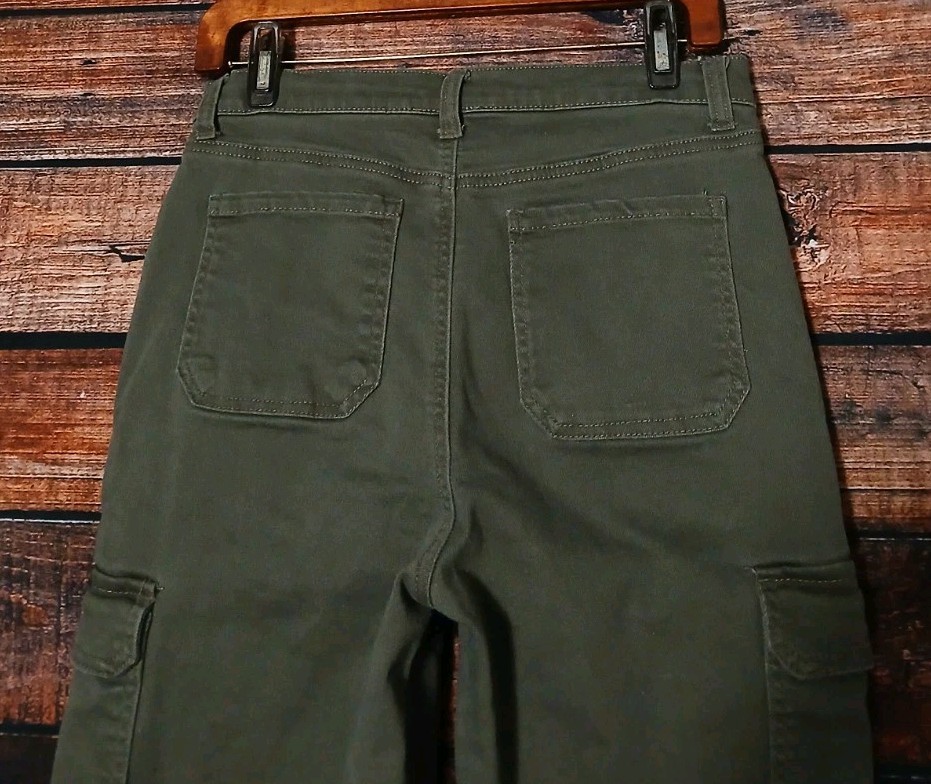 Gloria Vanderbilt Cargo Pants 4 Wide Leg High Rise Olive Green
