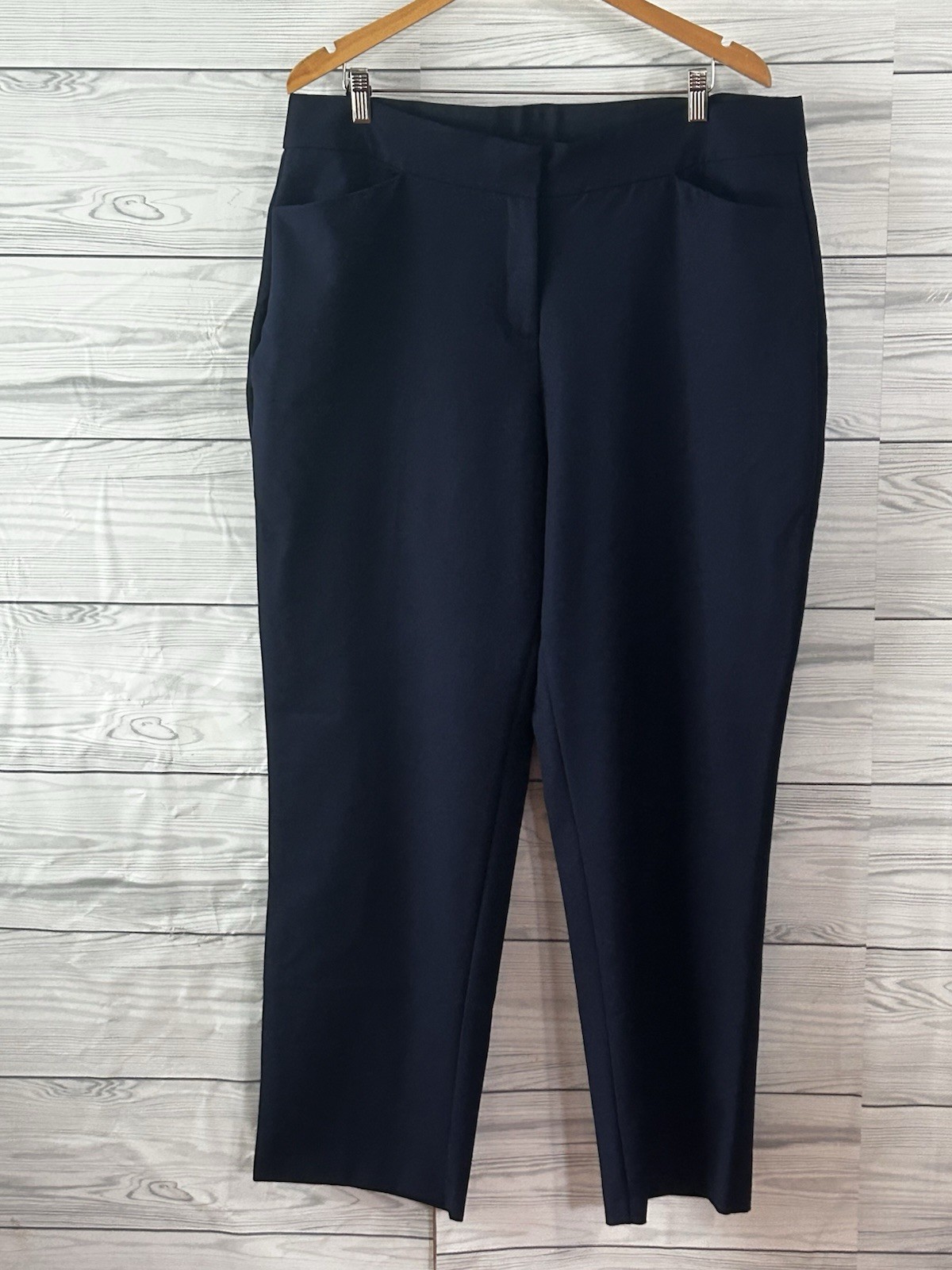 JM Collection Straight Leg Dress Pants Womens 16W Navy Blue Mid Rise j117