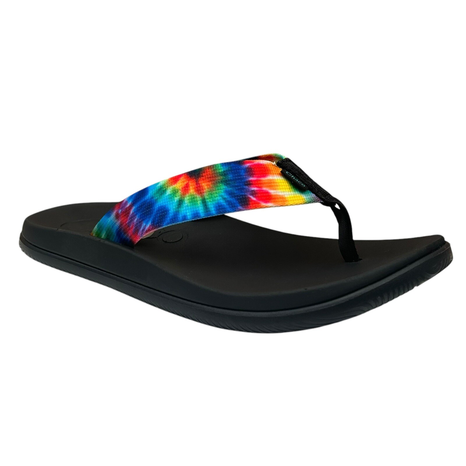 Chaco Womens Chillos Flip Flop Size 7 Black/Tie Dye Lightweight Cushioned Insole