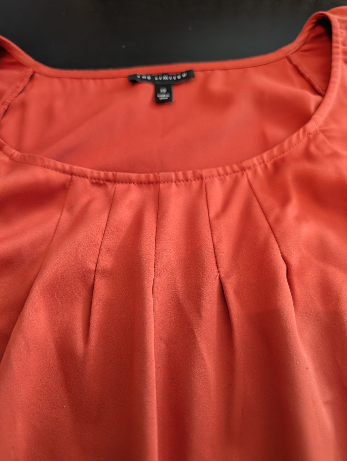 The Limited Orange Short Sleeve Button Accent Scoop Neck Blouse XS