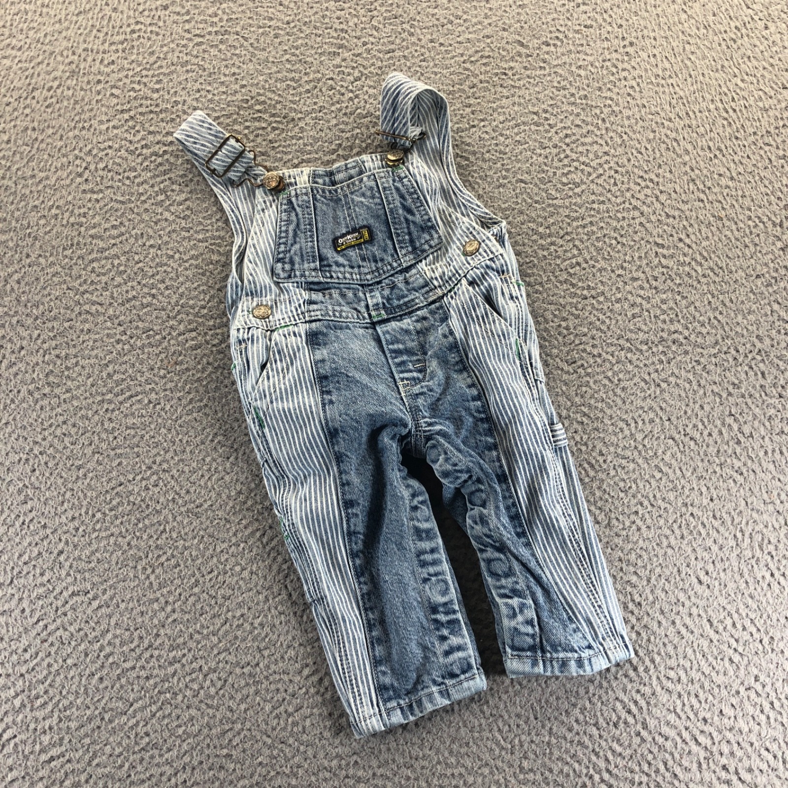 Kith x Oshkosh B’Gosh Overalls 6-12 Months Denim Hickory Striped Bib