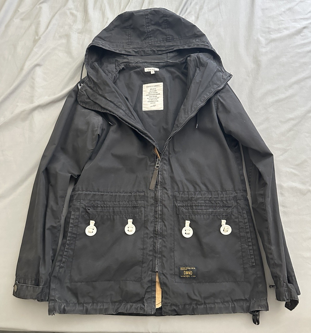 Diamond Supply Co. Men’s Black Hooded Jacket, Zip/Button Pockets – Size M