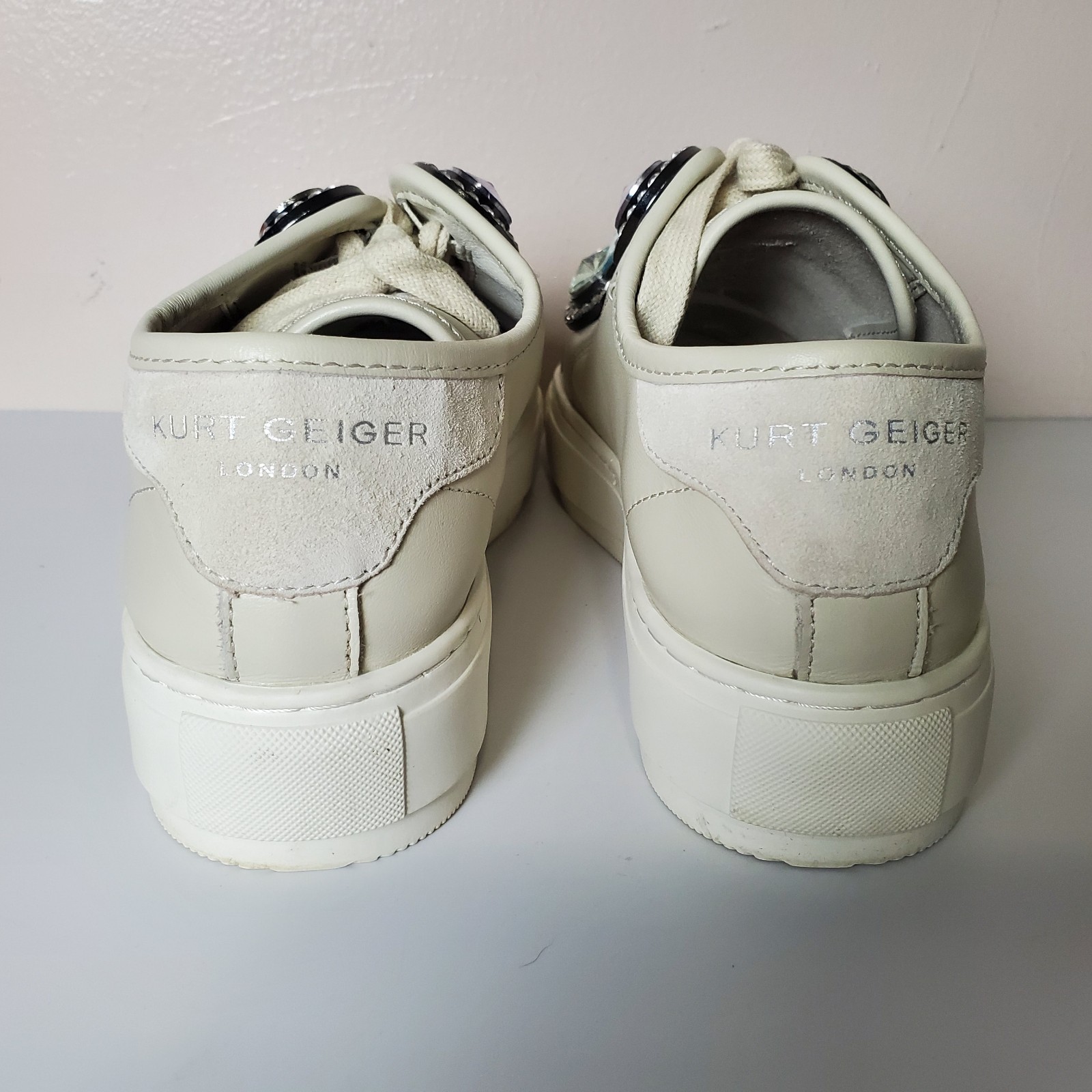 Kurt Geiger London Laney Octavia Leather Sneakers Pastel Crystals Rhinestones