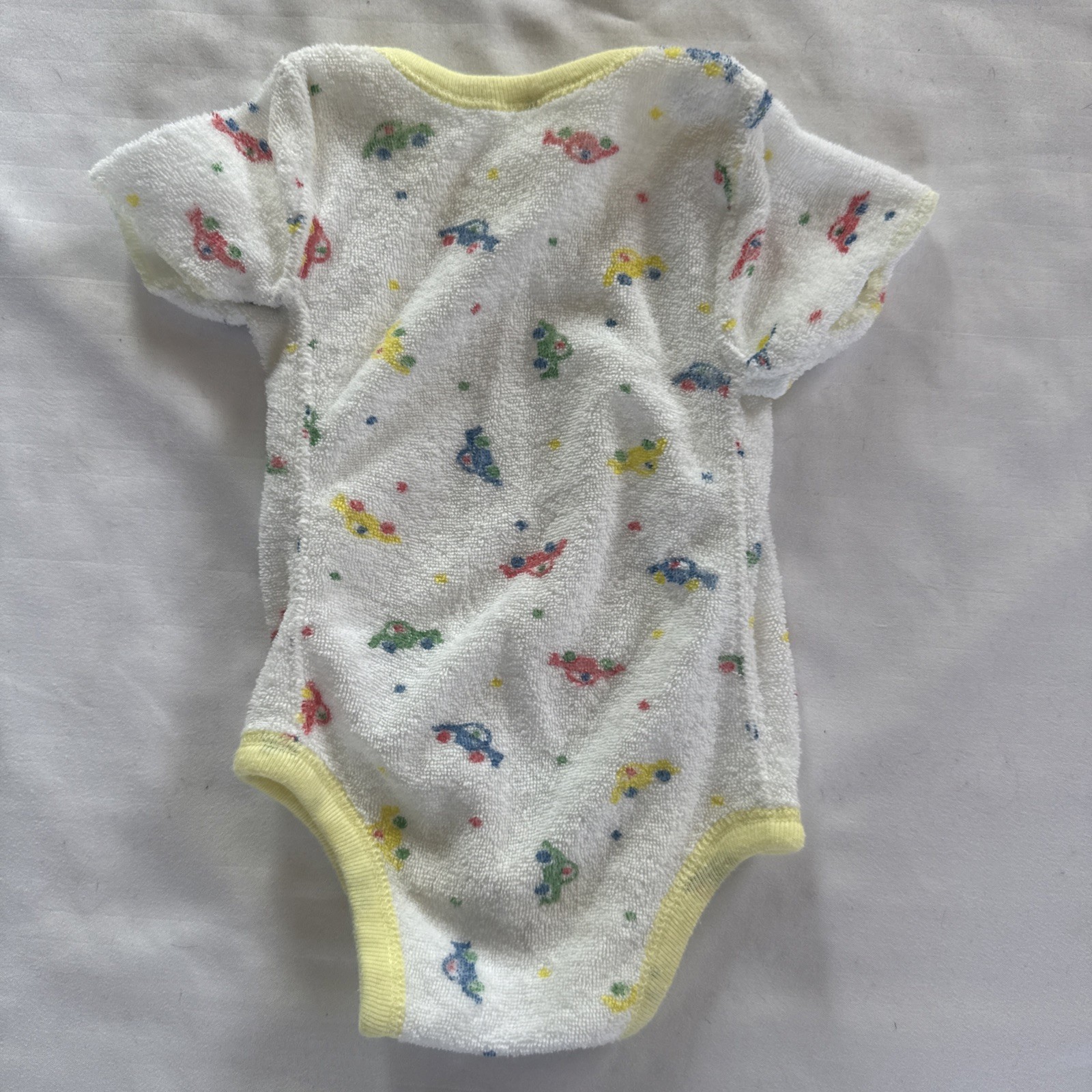 Vintage Curity One Piece Bodysuit Terry Fabric Cars 14-18 lbs Small