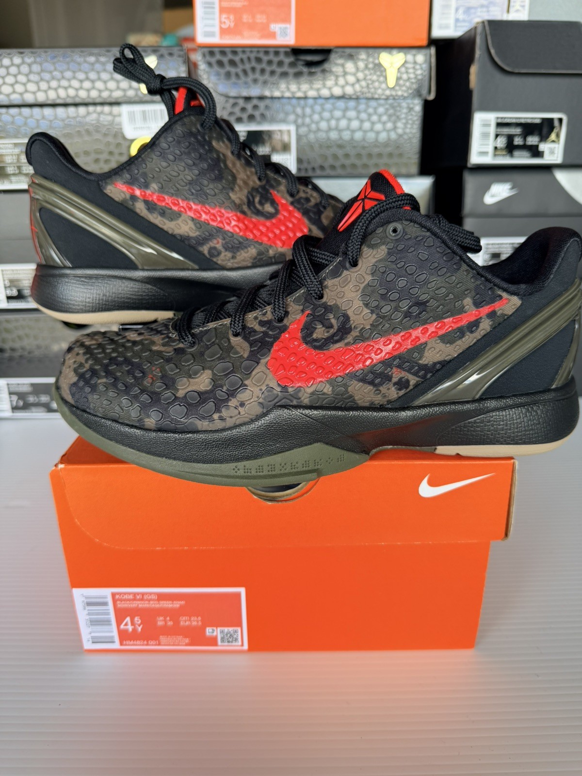 NEW DS Nike Kobe 6 GS Size 4.5Y/6W Protro Italian Camo HM4824-001 red grinch 5