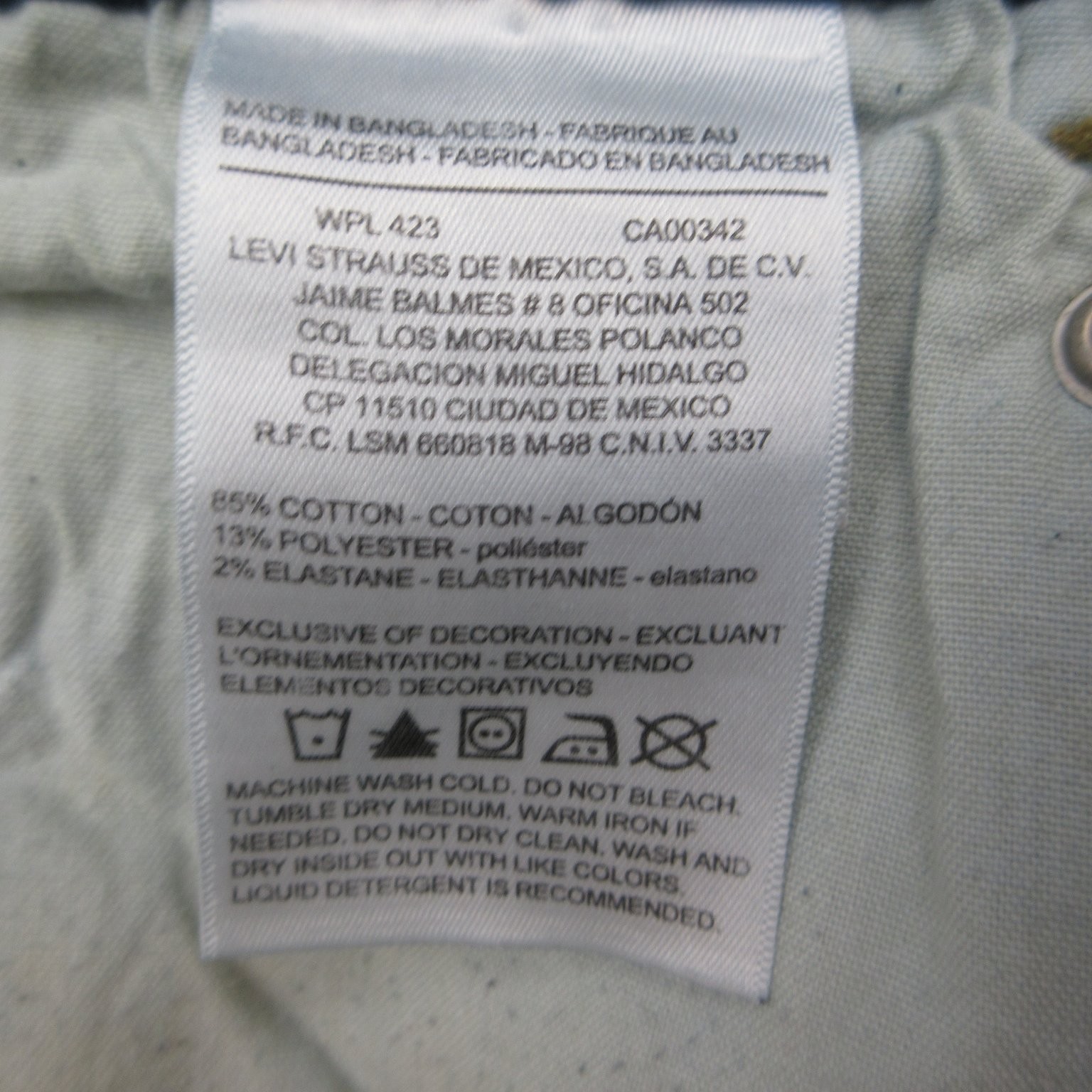 DENIZEN Levi’s 232 Men’s Blue Slim Straight Fit Jeans 36×34 Stretch Denim