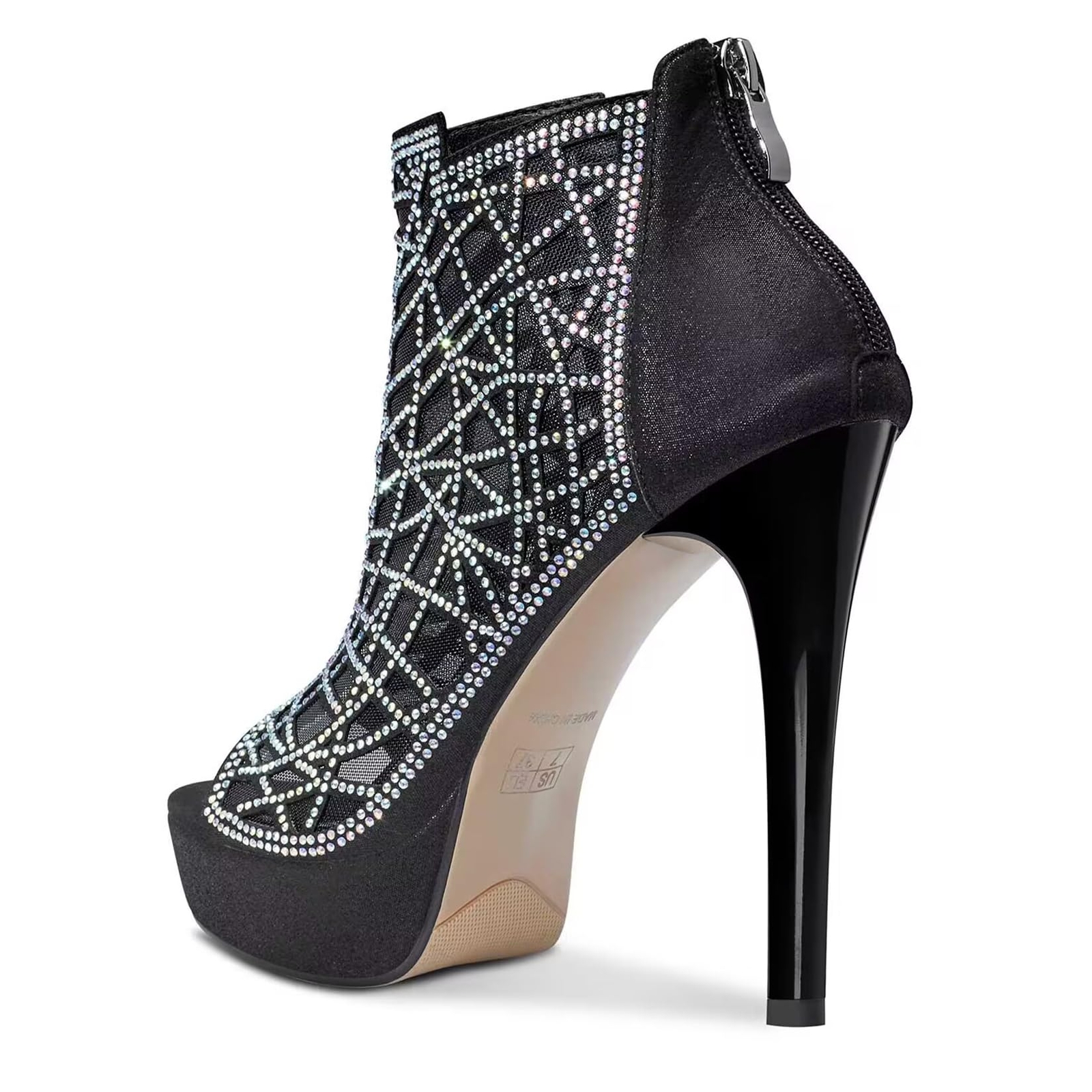 HDEUOLM Women Crystal Stiletto Platform – With Zipper 4.7 Inch Heel US 8M