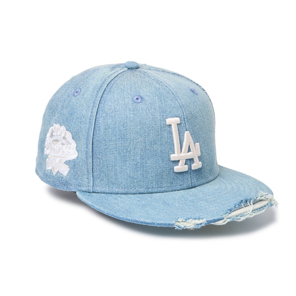 New Era 59FIFTY Distressed Denim Cap Side Patch LA Los Angeles Dodgers 14745174