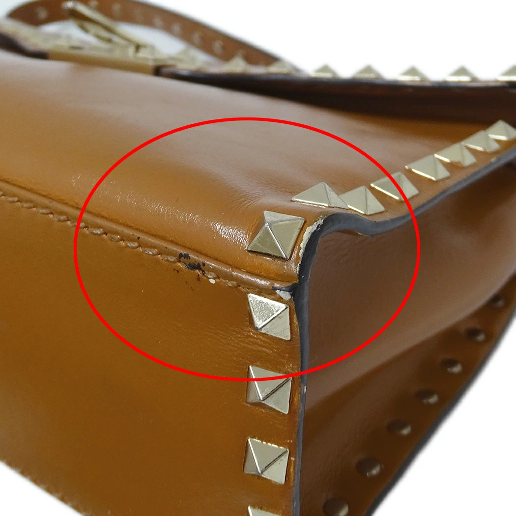 Valentino Garavani 2way Rockstud Leather Bag Camel Brown Shoulder Bag #BBB403