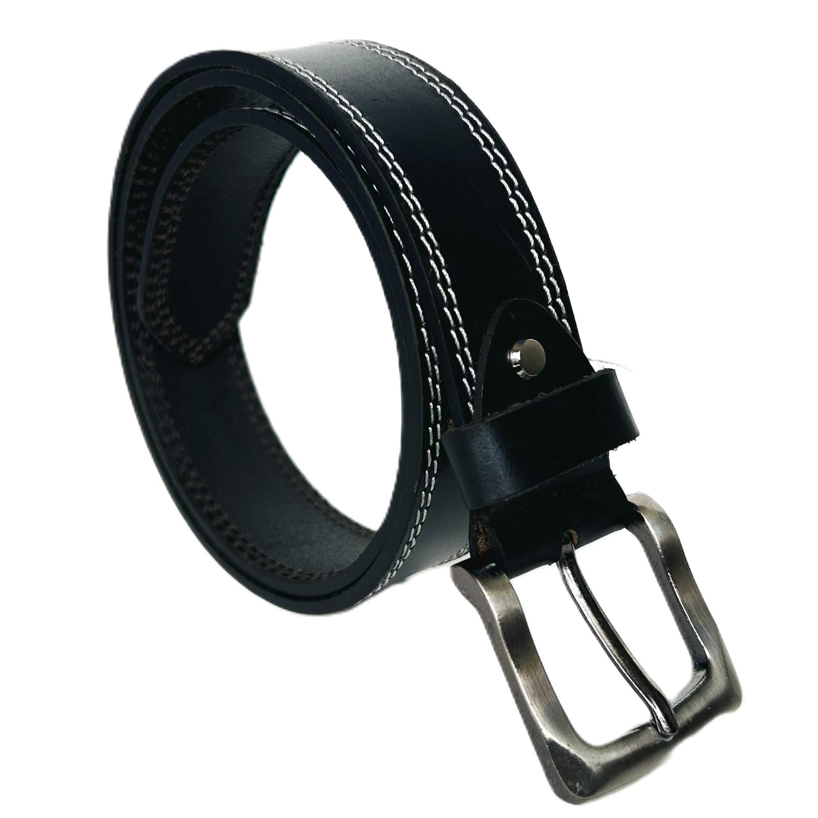 Men’s Genuine Buffalo FULL GRAIN Thick Leather Stitch Heavy Duty Belt 1.5″ width