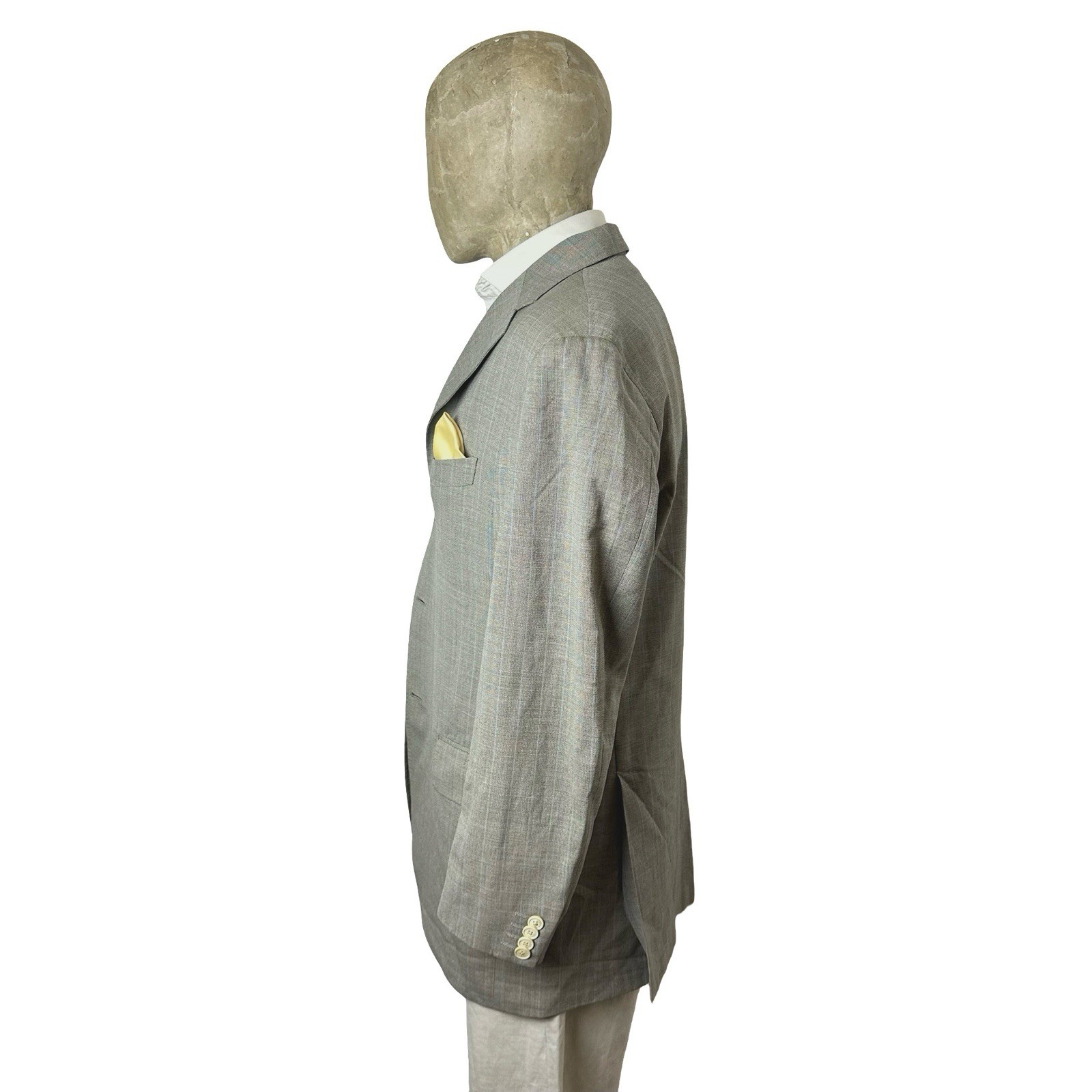 Corneliani Blazer Jacket 40” Wool Summer Grey Check Sport Coat Men’s Italian