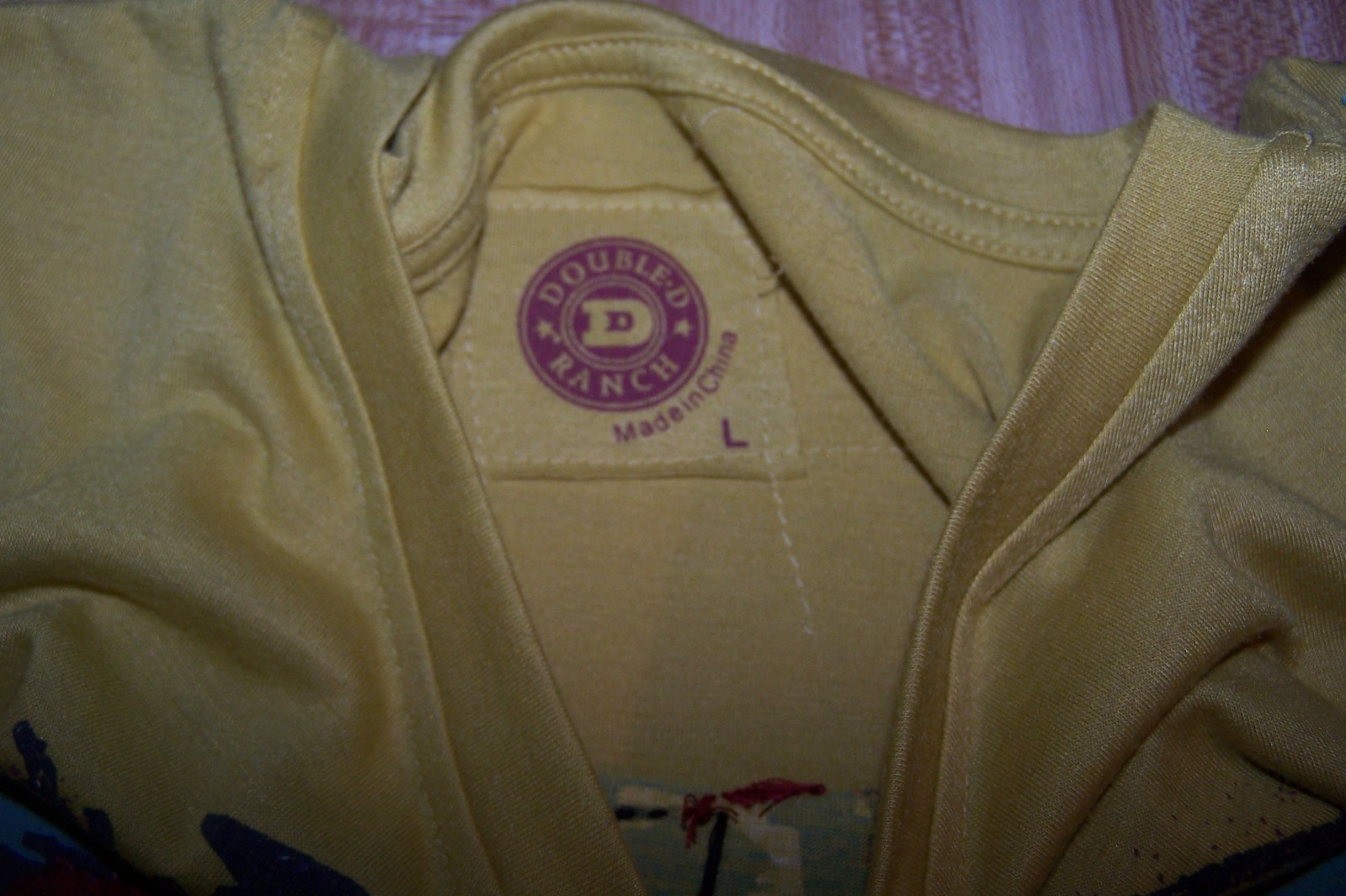 DOUBLE D RANCH L Indian WARRIOR Embroidered Beaded Graphic Western Tee Shirt EUC