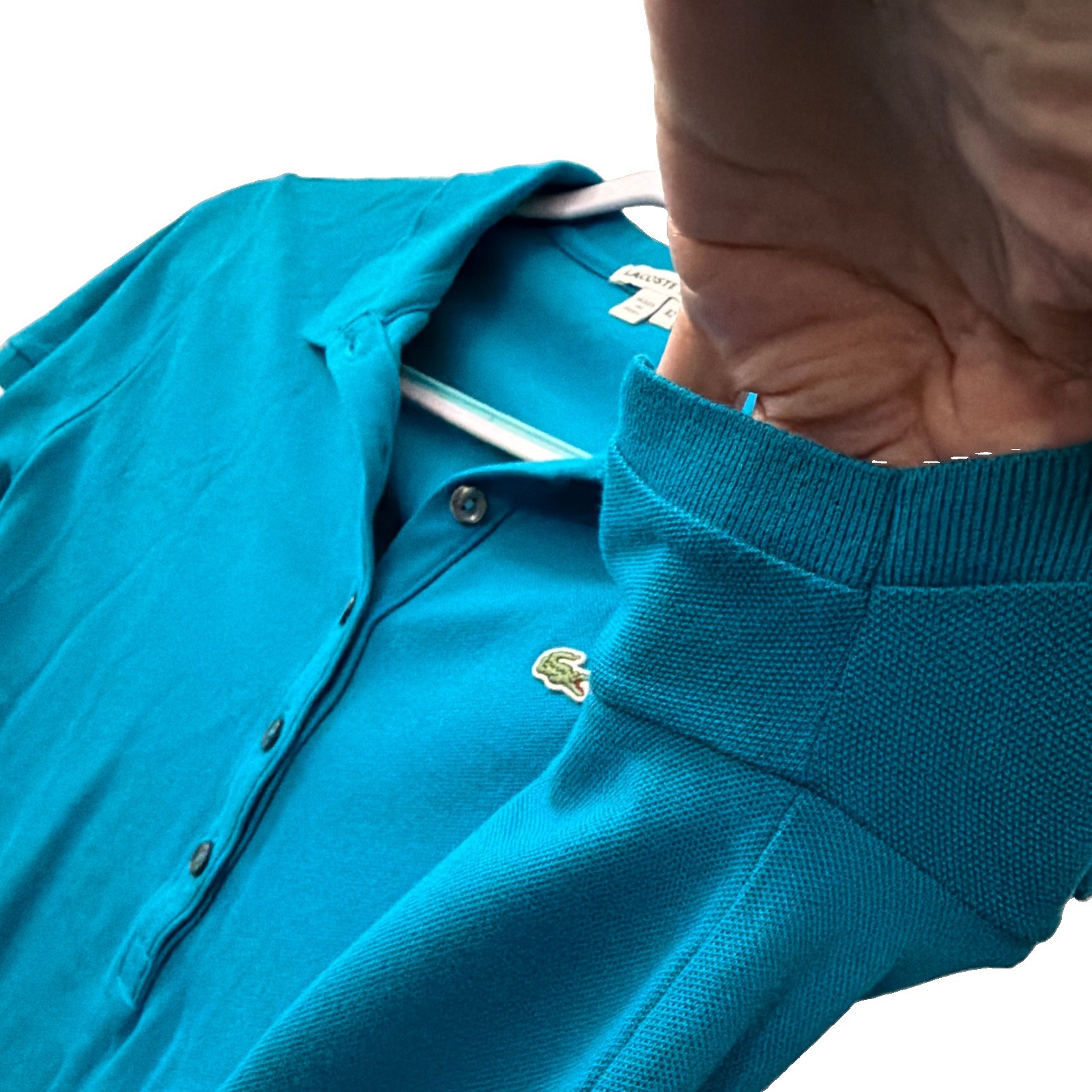 Lacoste Women’s Turquoise Blue Polo Shirt 42 Short Sleeve With Logo