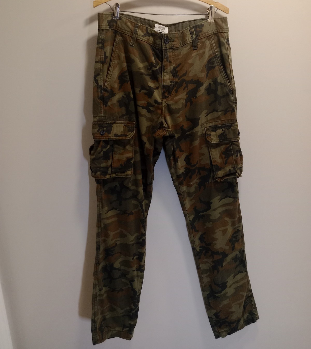 Signature Gold by Levi Strauss Men’s Camo Cargo Pants W32 L34 Military Tactical