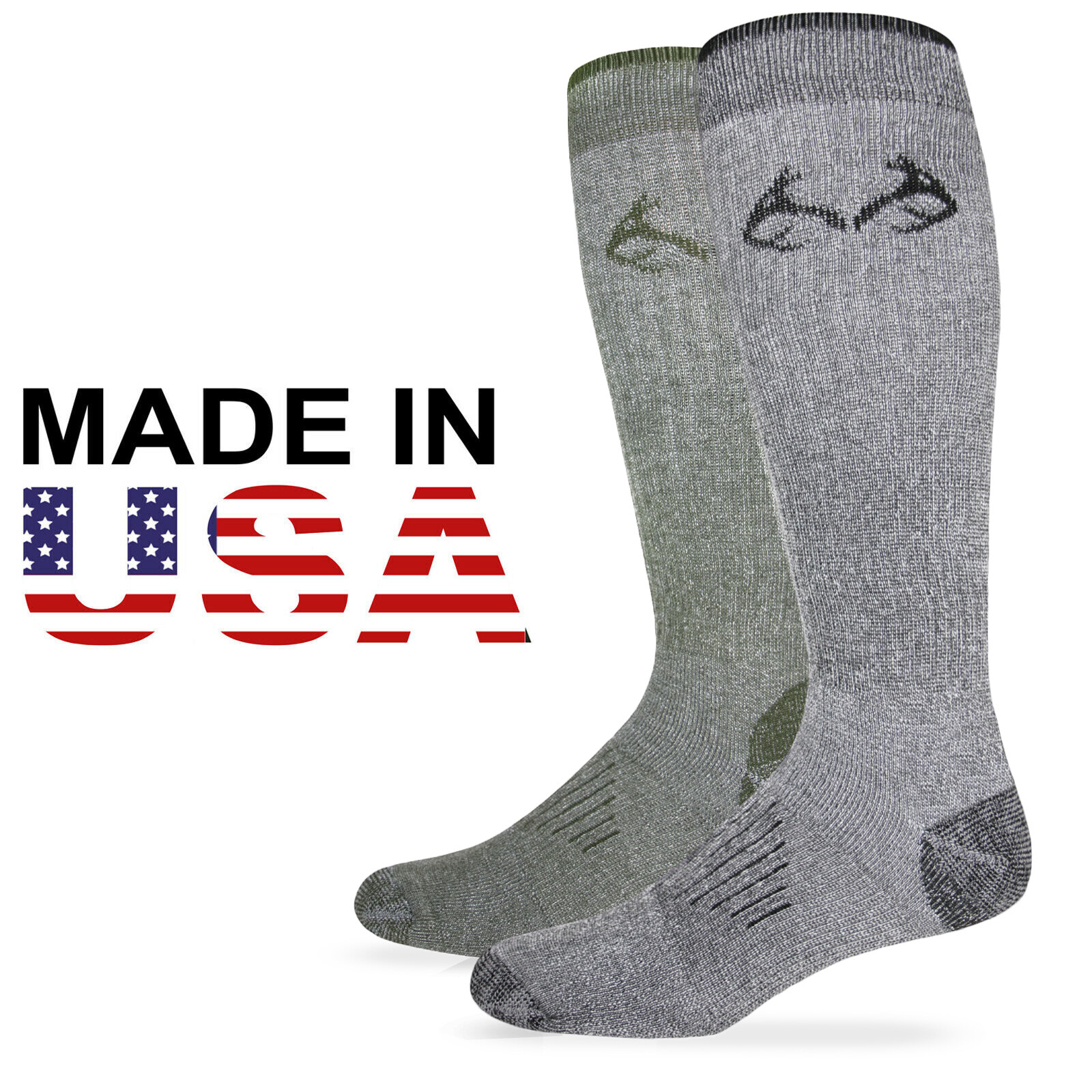 2 Pairs Realtree Mens Wool Tall Long Boot Socks Outdoor Warm Heavy Elimishield