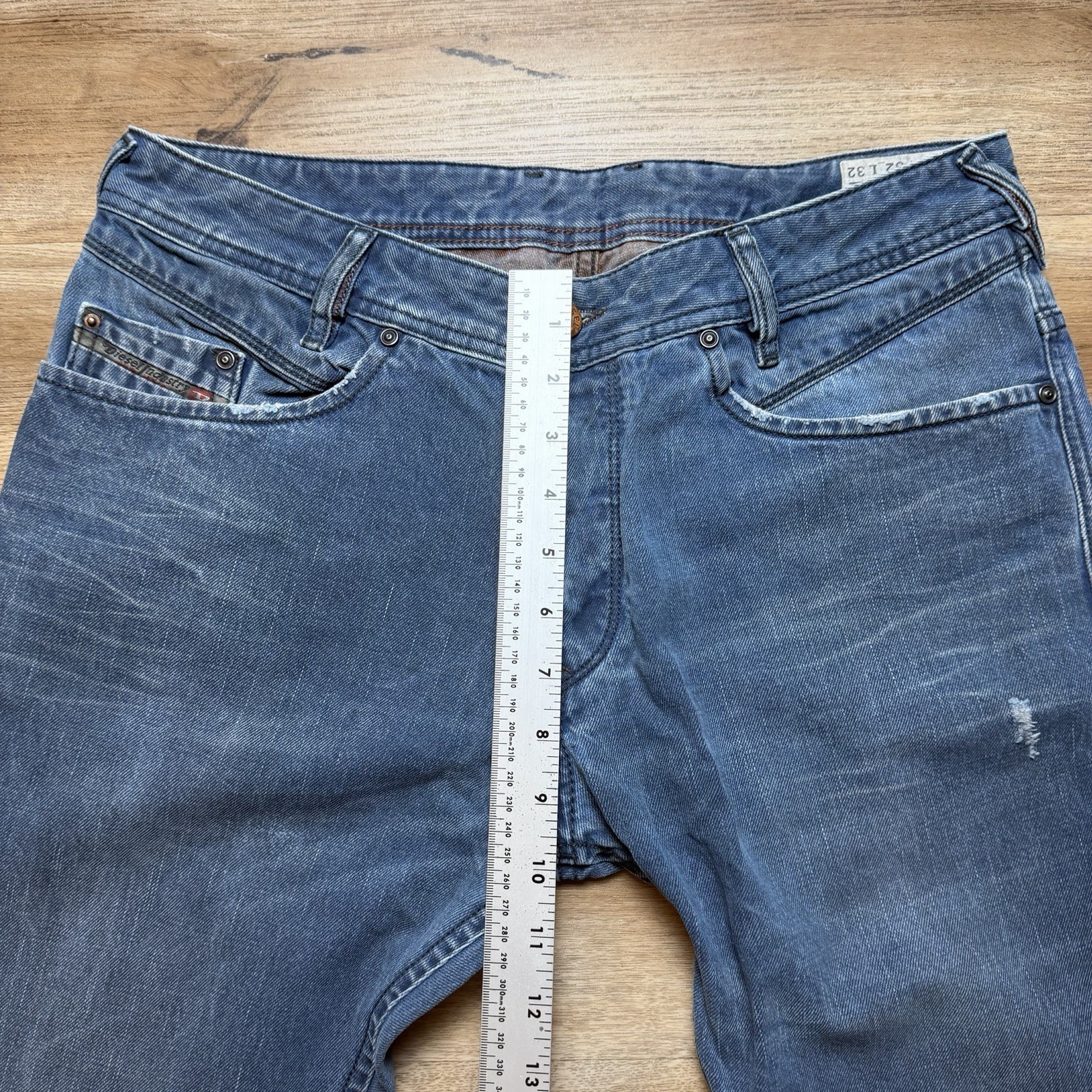 Diesel Iakop Jeans Men 32×32 Blue Slim Tapered Industrial Wash Distressed 0811K