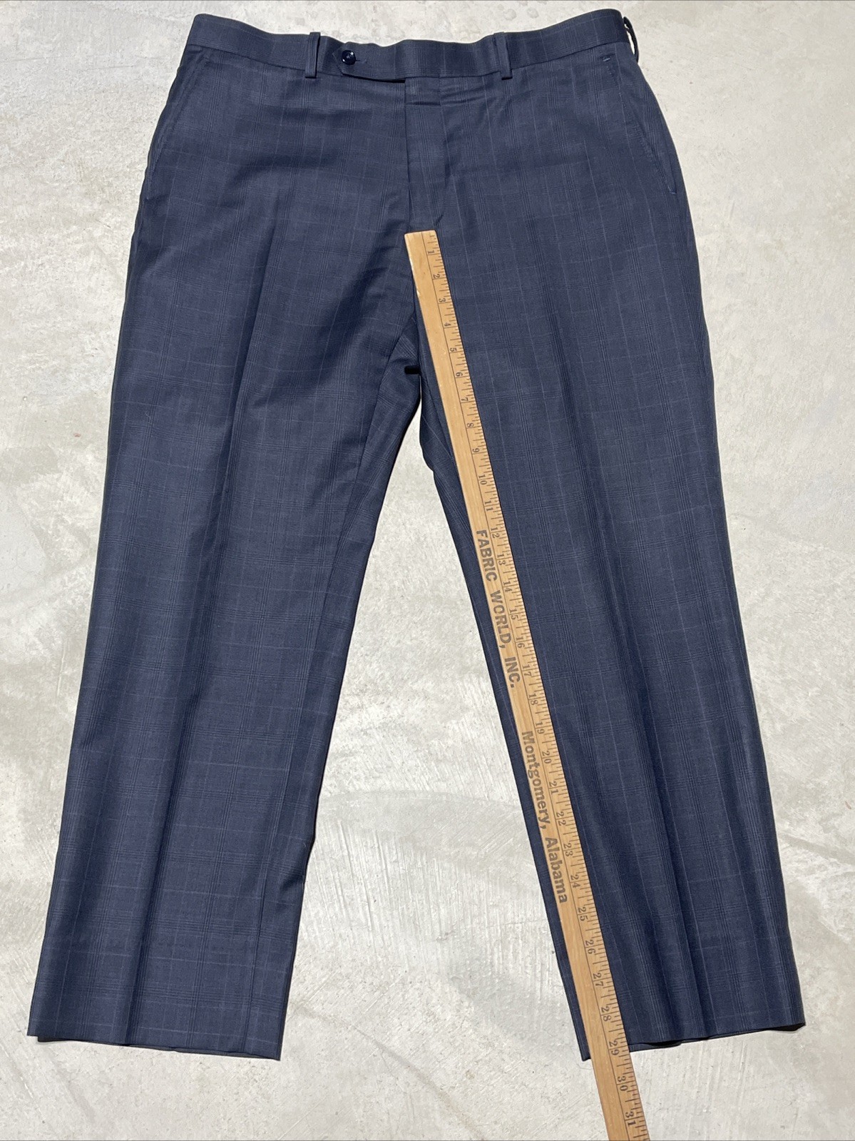 Savile Row Bespoke Grey Purple Plaid Wool Trevira Two-Piece Suit SZ L 36×29