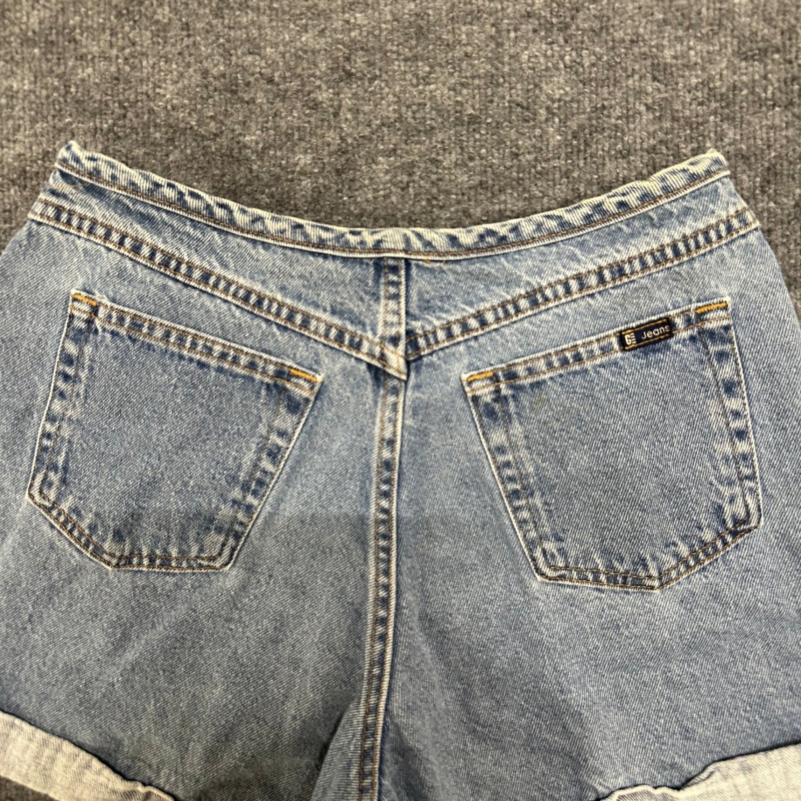Gitano Denim Shorts Womens Size 12 Blue Button Fly High Waisted Cuffed Vintage