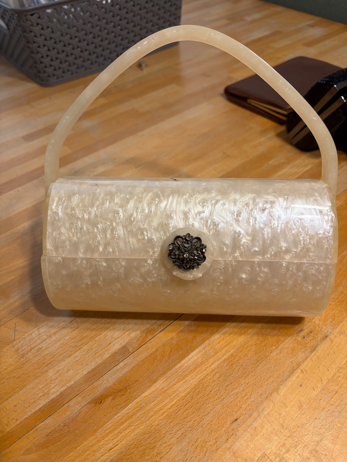 Vintage White Lucite/Pearlescent Purse