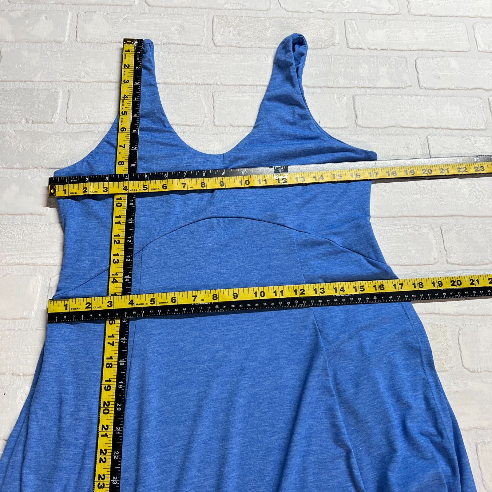 Halara Maxi Tank Dress Womens Medium Blue U Neck Split Slit Flowy Casual Summer