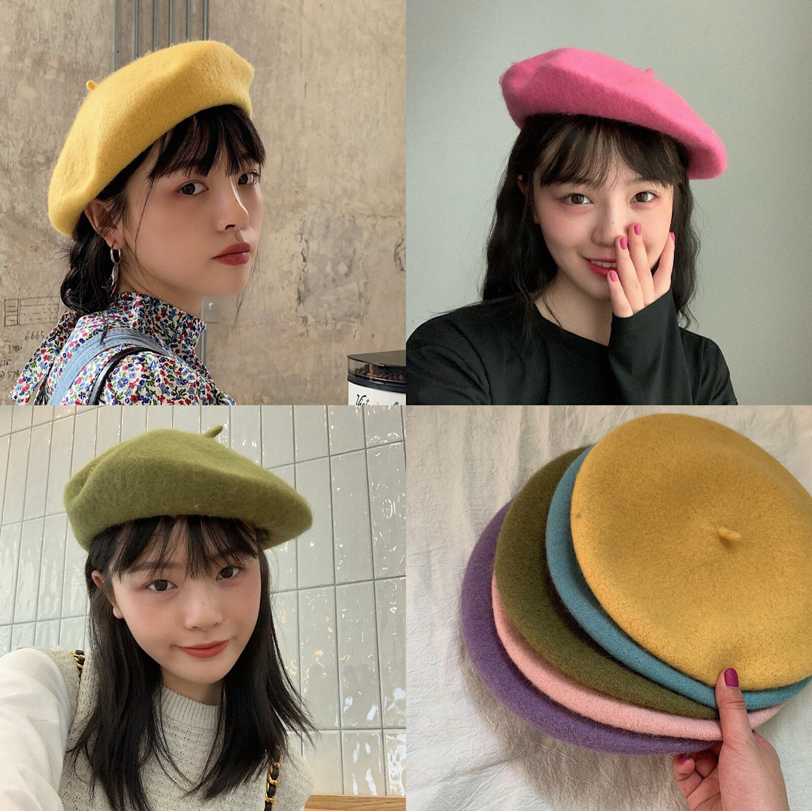 Women Casual Beanie Wool Beret Classic Elegant French Style Solid Color Hat