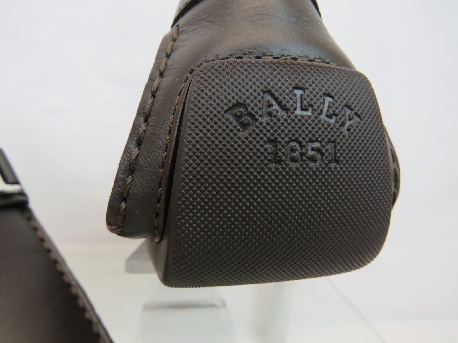 BALLY DRULIO DARK BROWN CHOCOLATE LEATHER METAL LOGO DRIVING LOAFERS US 12 D