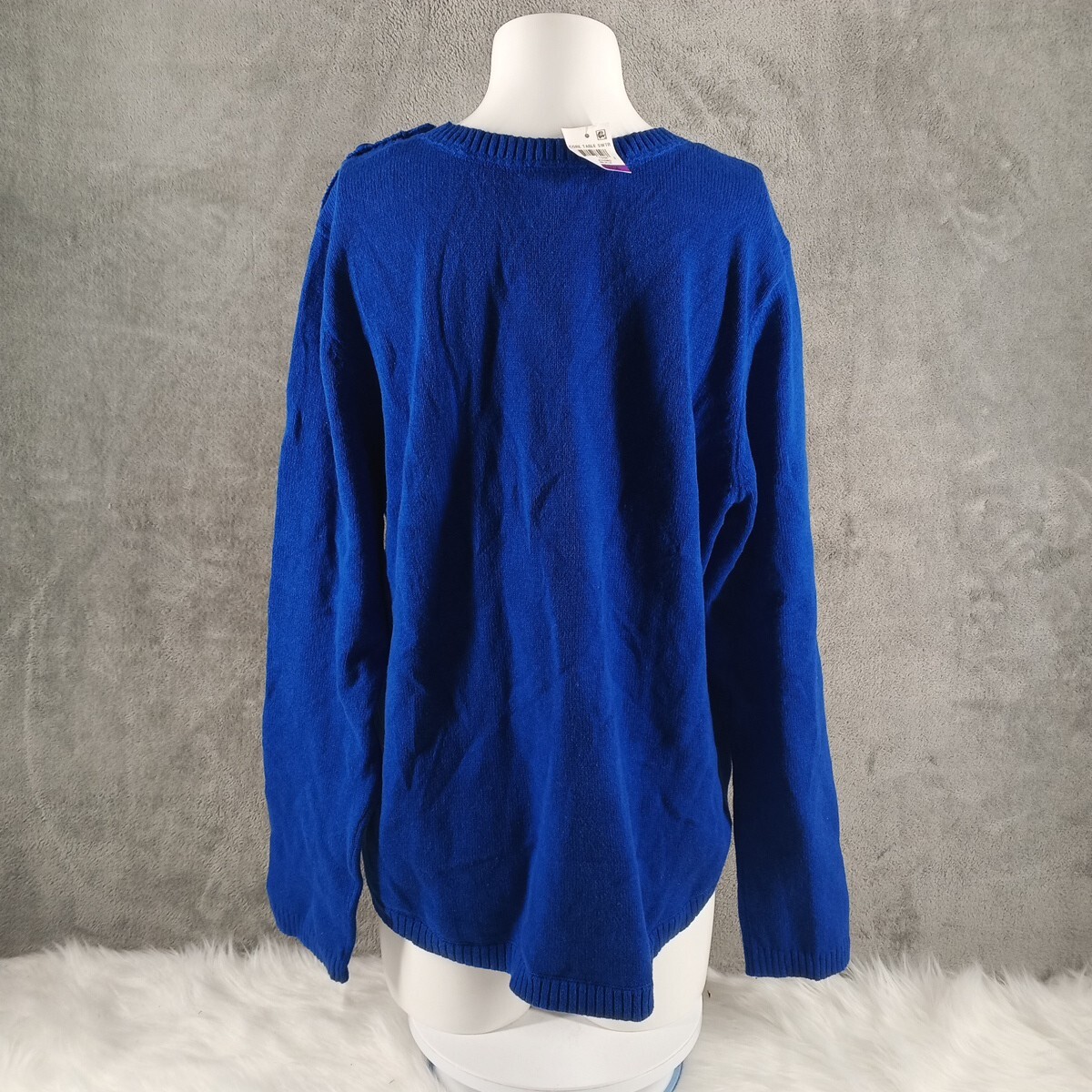 NWT CHARTER CLUB Fall Textured Sweater XXL(20-22) Blue Cotton Pullover