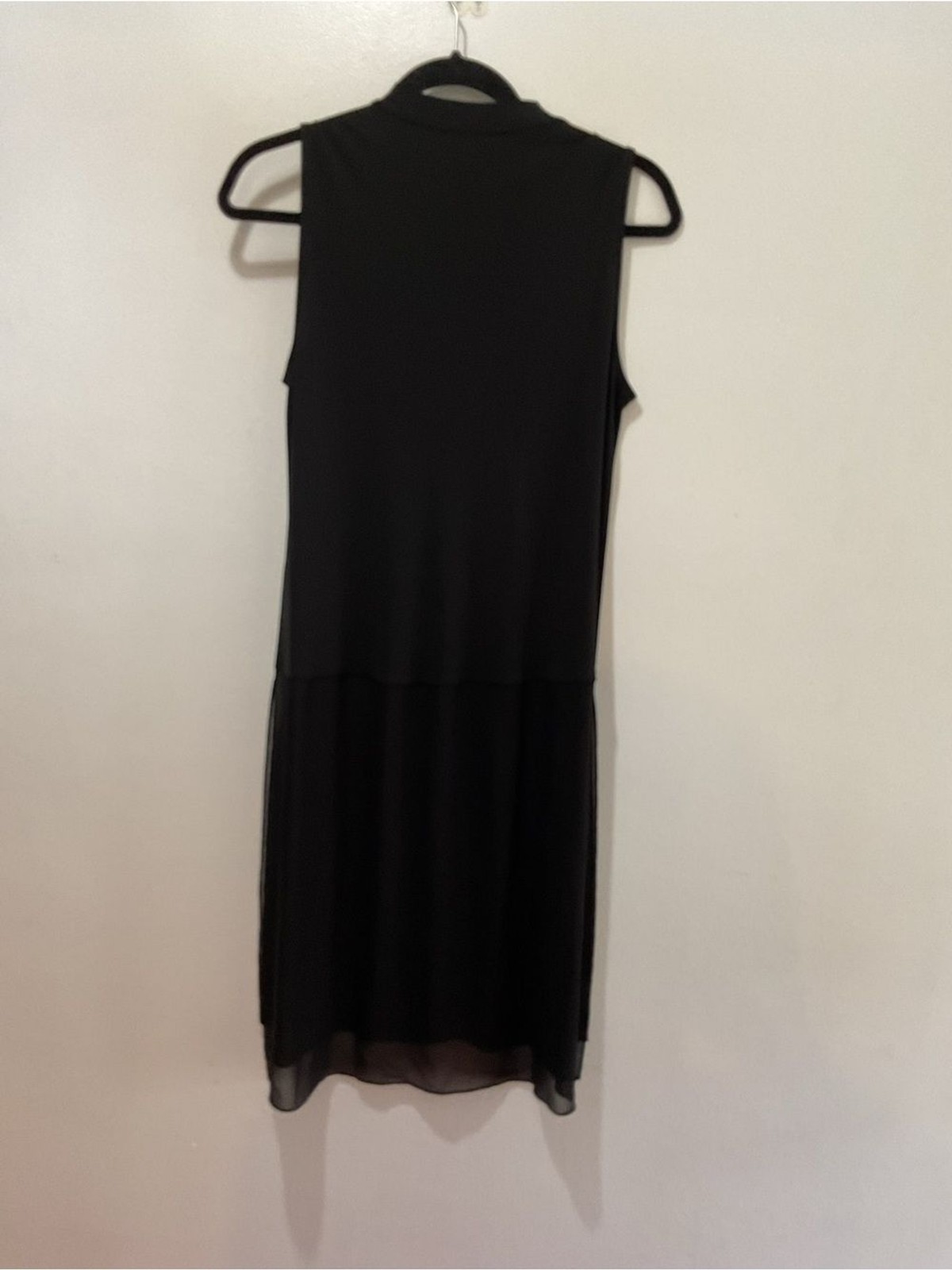 Eileen Fisher Sleeveless Black Tunic with Sheer Hem