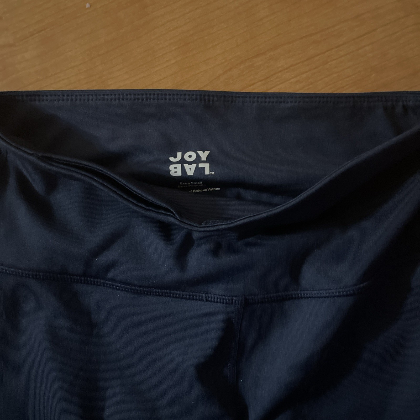 JOYLAB Size XS Navy Blue Tropical Leaves Mesh Inset at Knees Leggings