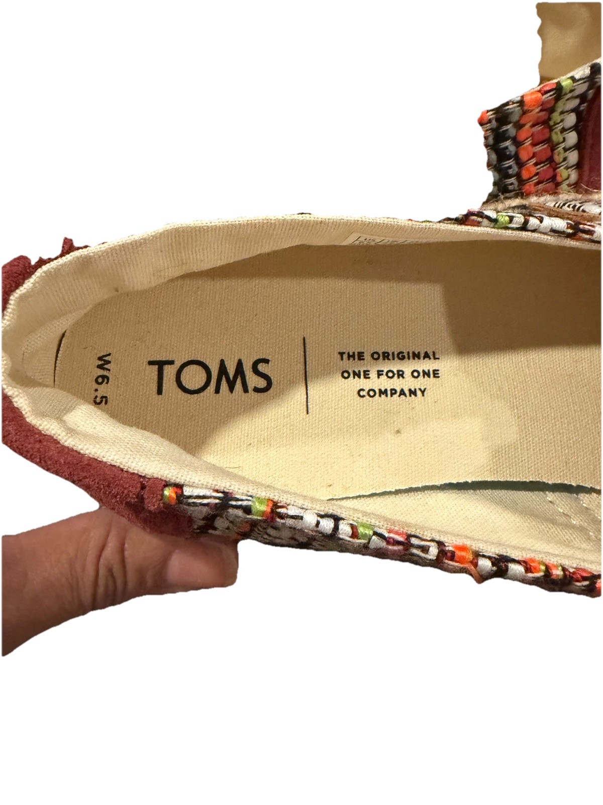 TOMS Women’s Slip-On Flat Multicolor Woven Striped Closed Toe US 6.5