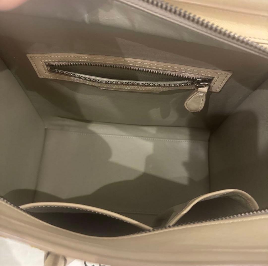 Celine Luggage Handbag Beige Yellow Leather Tote Bag Purse with Dust Bag Used