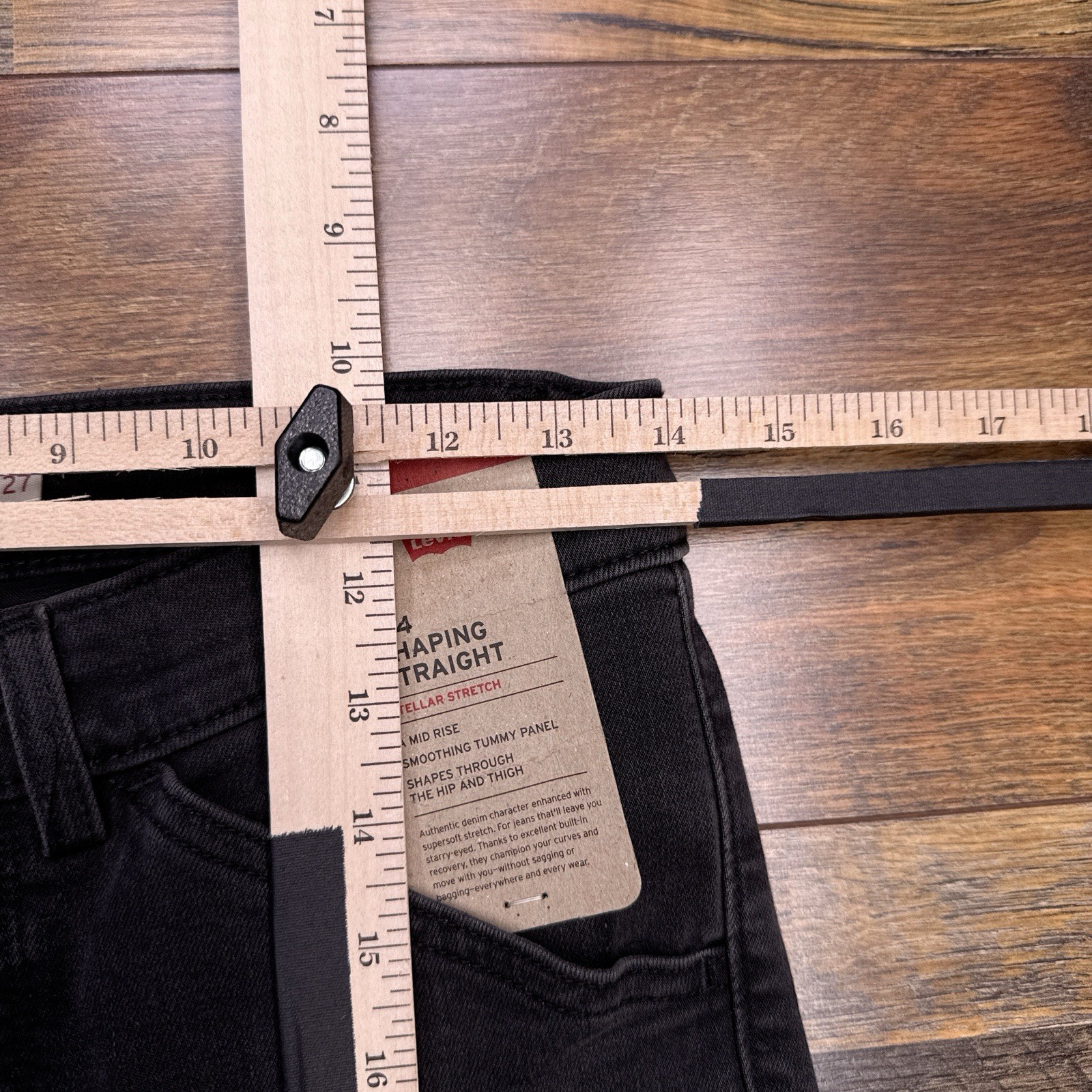 Levis 314 Shaping Straight Jeans Womens 27 Black Mid Rise Stretch 27×32 New