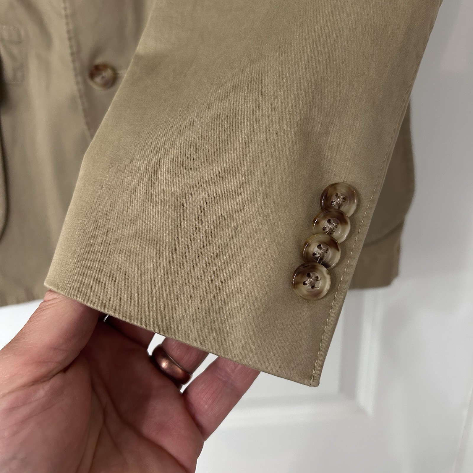 Kroon HARRISON Unstructured Summer Blazer 38R Khaki Tan Cotton Stretch Casual VG