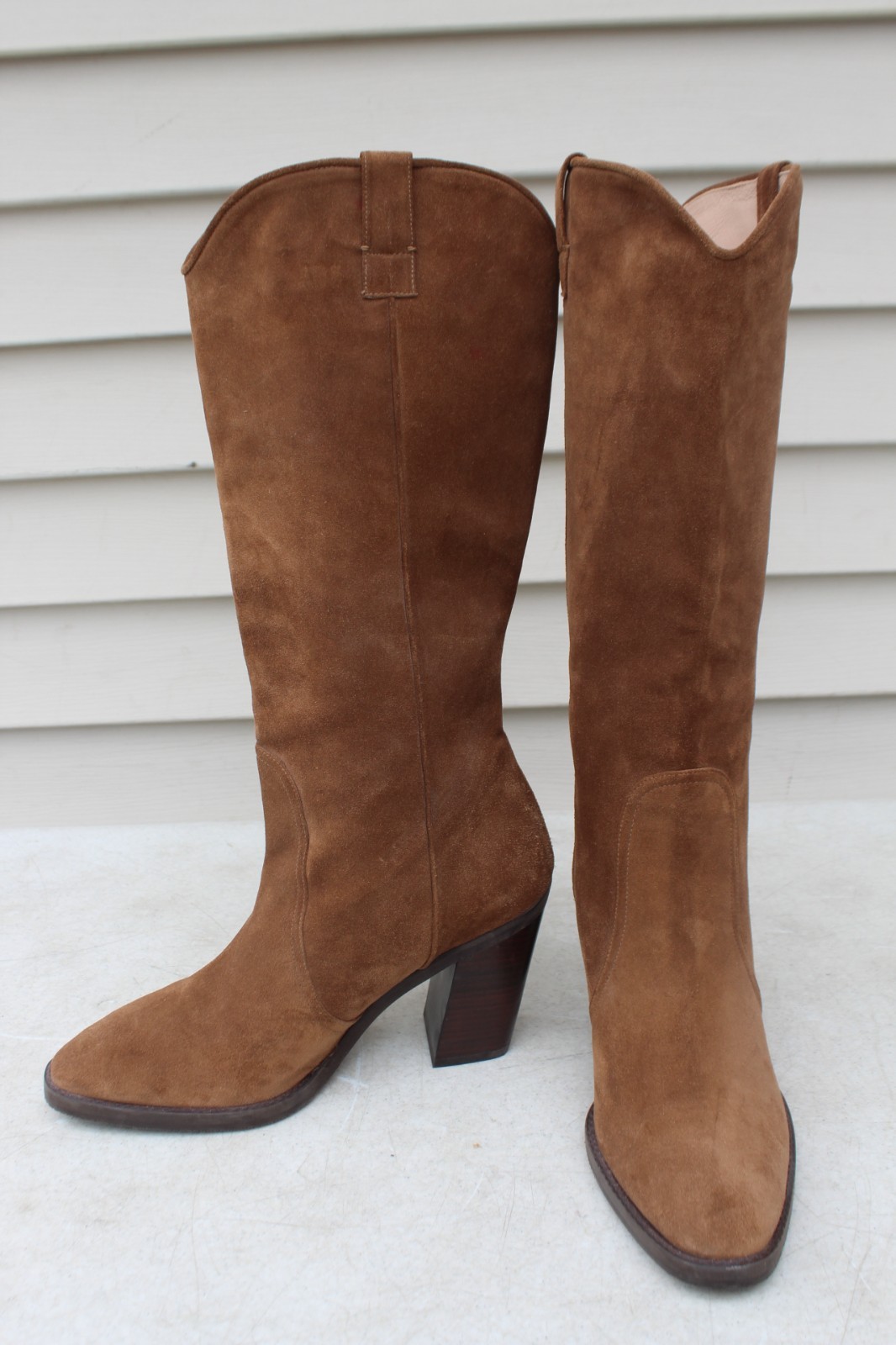 Stuart Weitzman Cheska Mid-Calf Boots Brown Suede Size 10 1/2 10.5 M